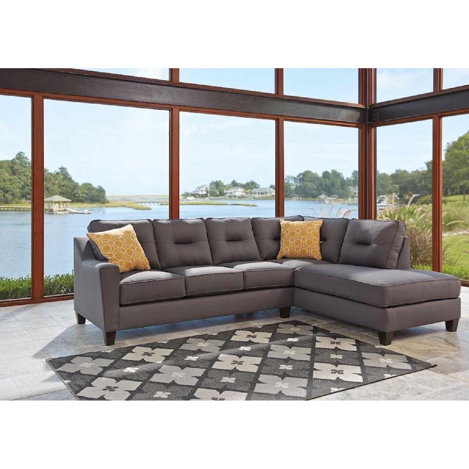 Ashley Furniture Kirwin Nuvella Gray LAF Queen Sleeper Sofa - image-2