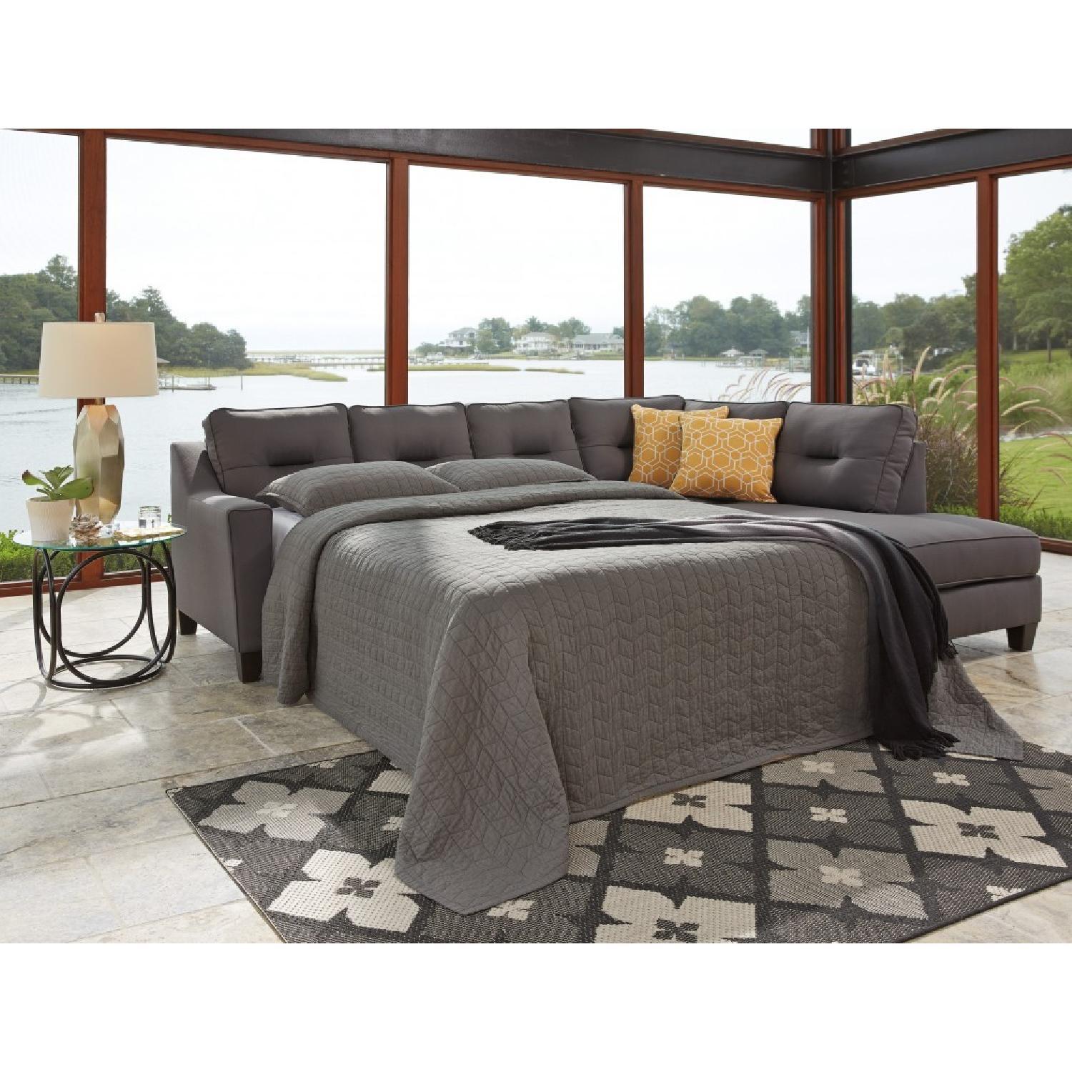 Ashley Furniture Kirwin Nuvella Gray LAF Queen Sleeper Sofa - image-3