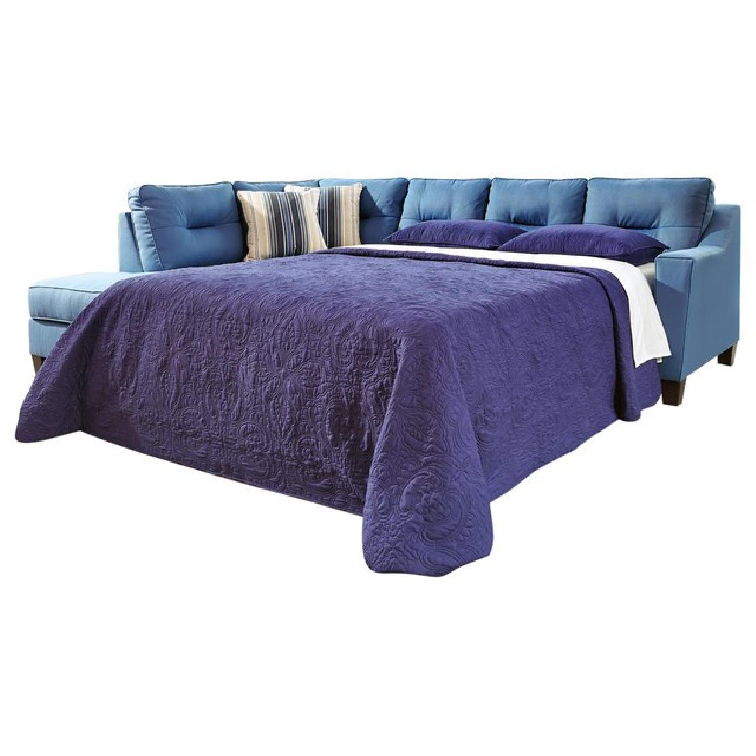 Ashley Furniture Kirwin Nuvella Blue RAF Queen Sofa Sleeper - image-4