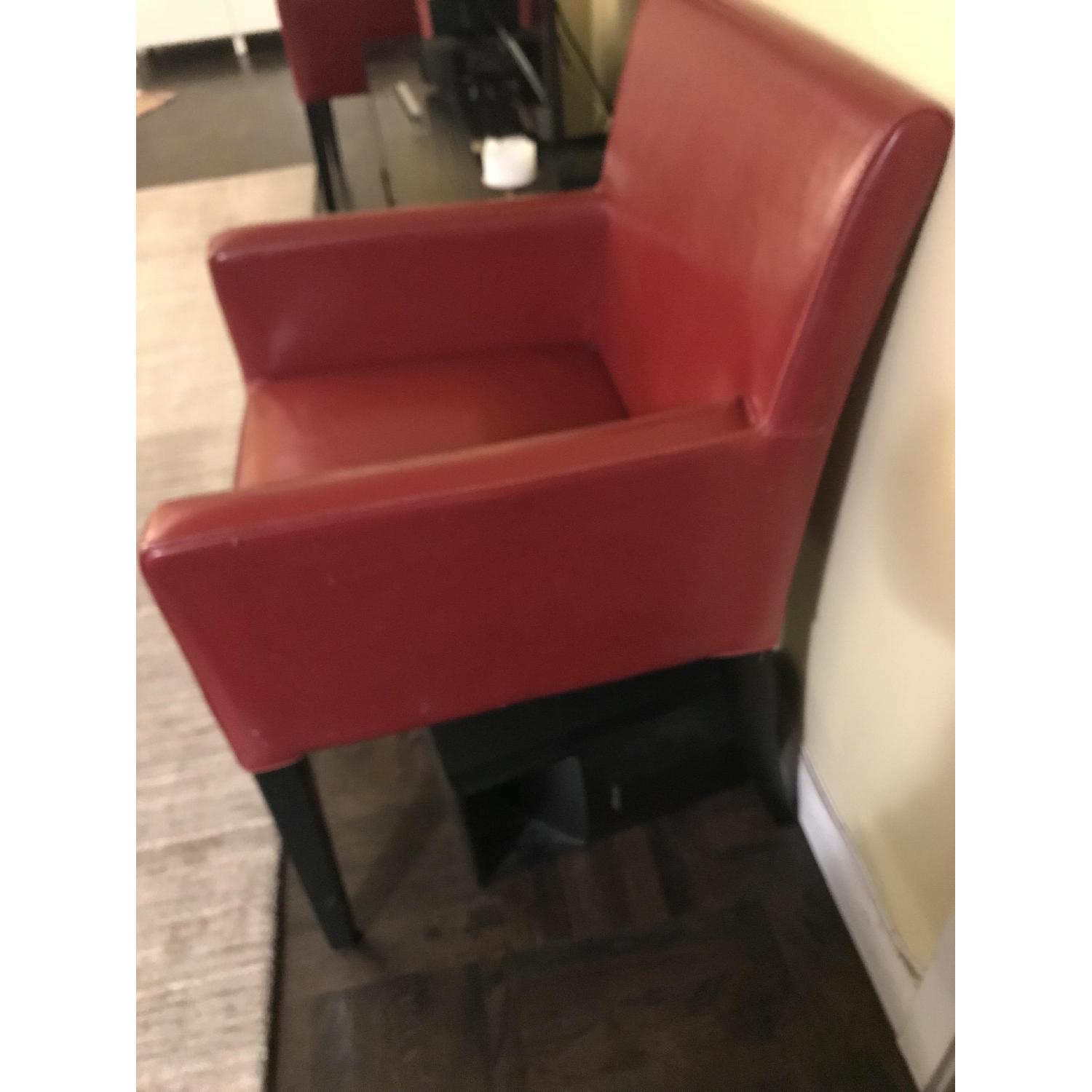 Crate & Barrel Red Leather Dining Chair w/ Arms - image-3