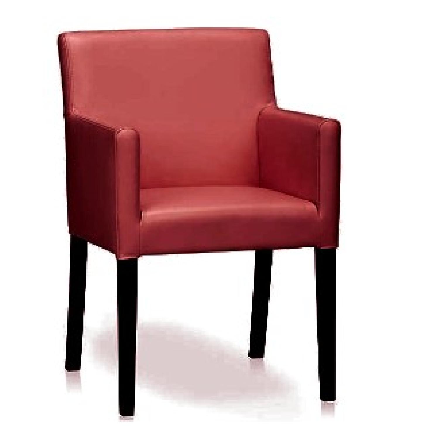 Crate & Barrel Red Leather Dining Chair w/ Arms - image-0