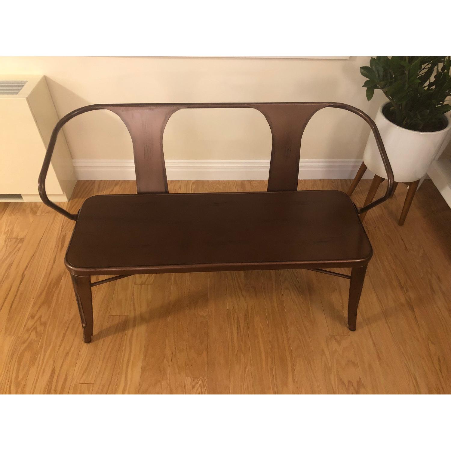 Tabouret Brushed Copper Metal Dining Bench - image-1