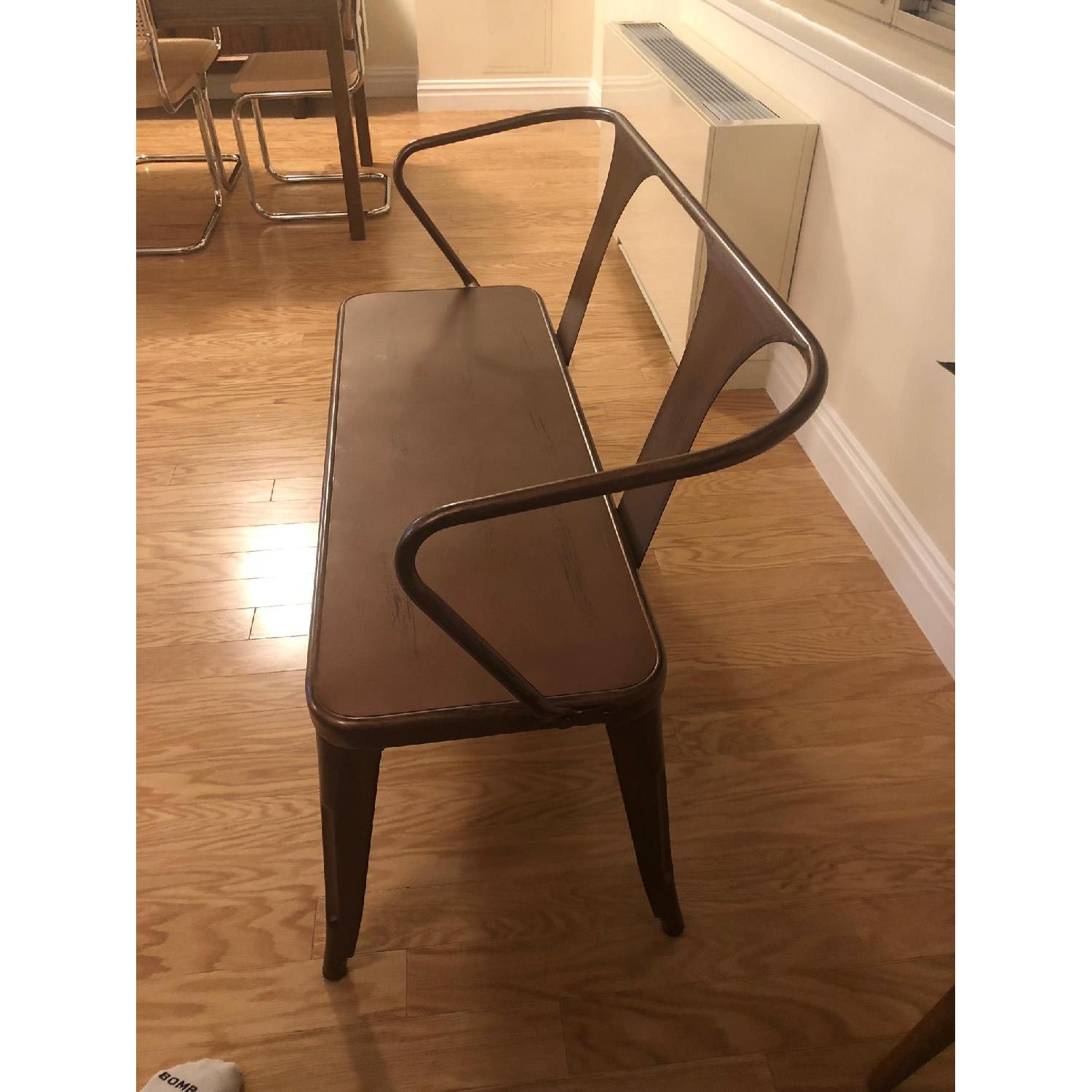 Tabouret Brushed Copper Metal Dining Bench - image-3