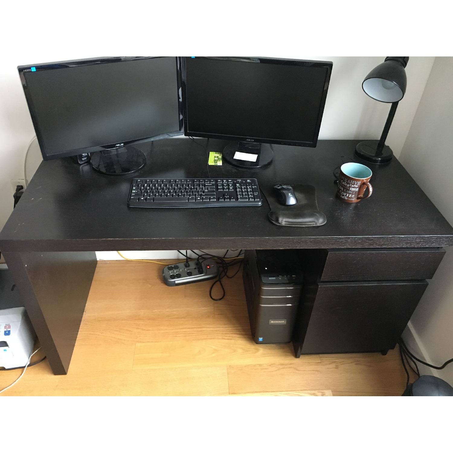 IKEA　MALM　ブラック　パソコンデスク 2引き出し付き IKEA MALM ブラック パソコンデスク 2引き出し付き IKEA MALM ブラック