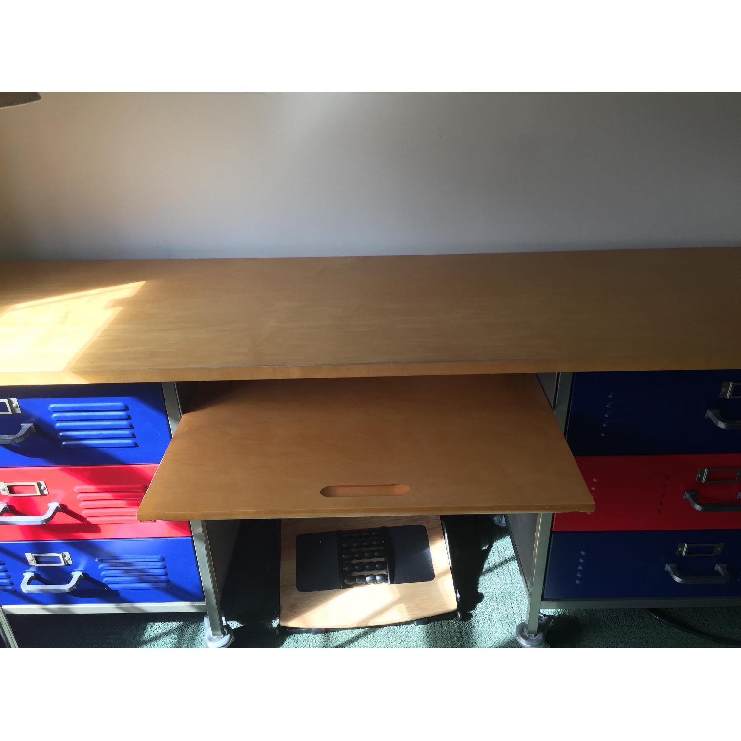 Pottery Barn Teen Locker Desk w/ Wood Color Top - image-1