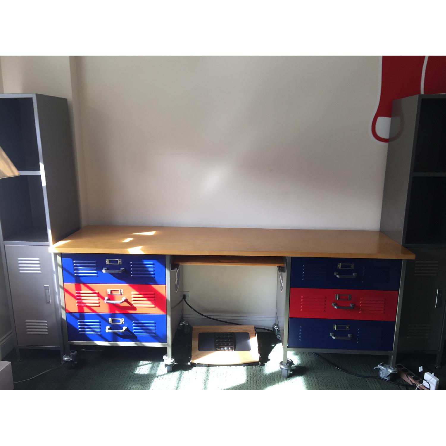 Pottery Barn Teen Locker Desk w/ Wood Color Top - image-2