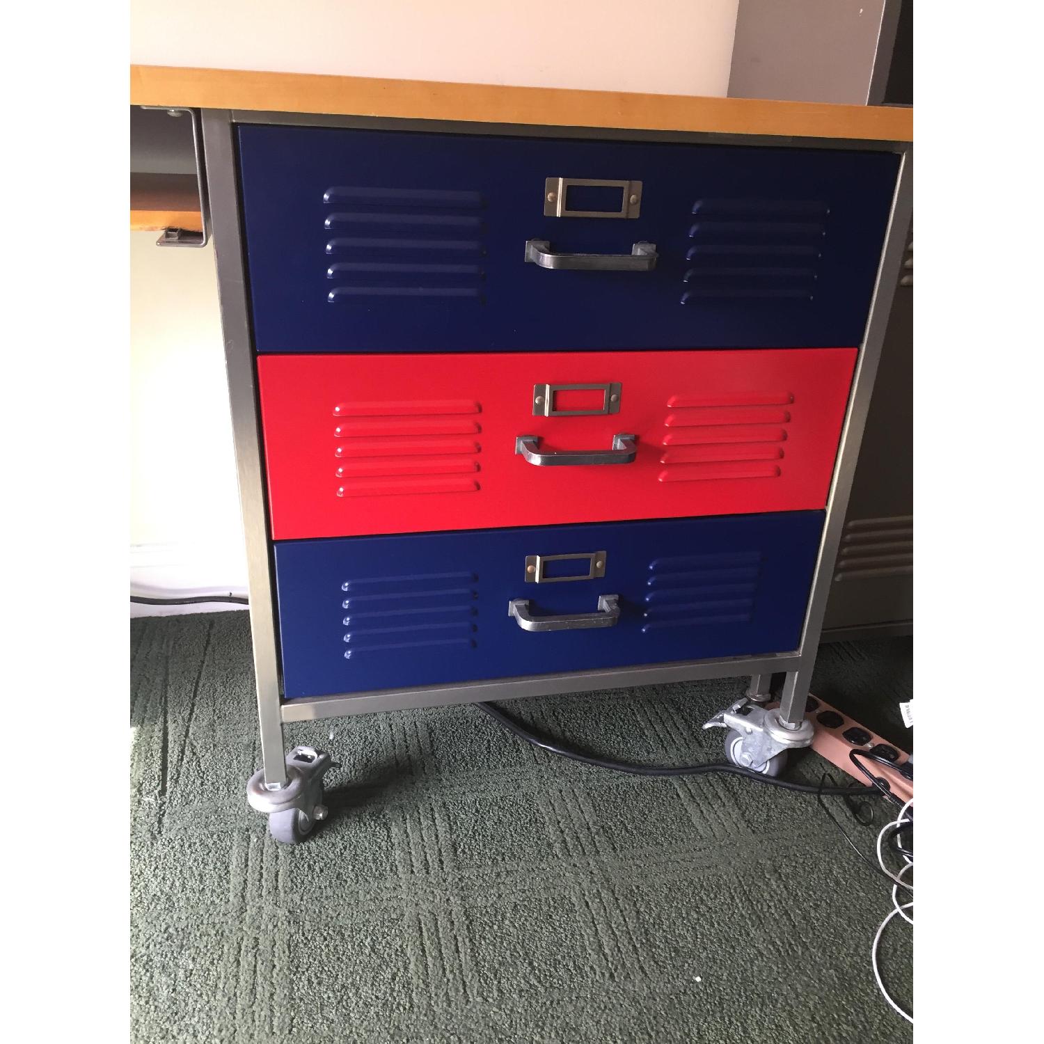 Pottery Barn Teen Locker Desk w/ Wood Color Top - image-3