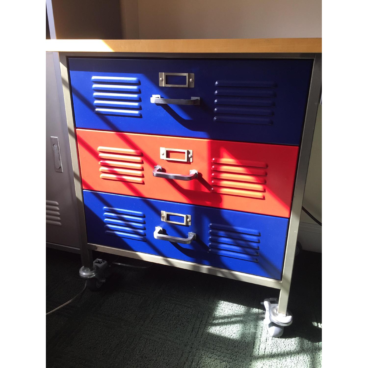 Pottery Barn Teen Locker Desk w/ Wood Color Top - image-4