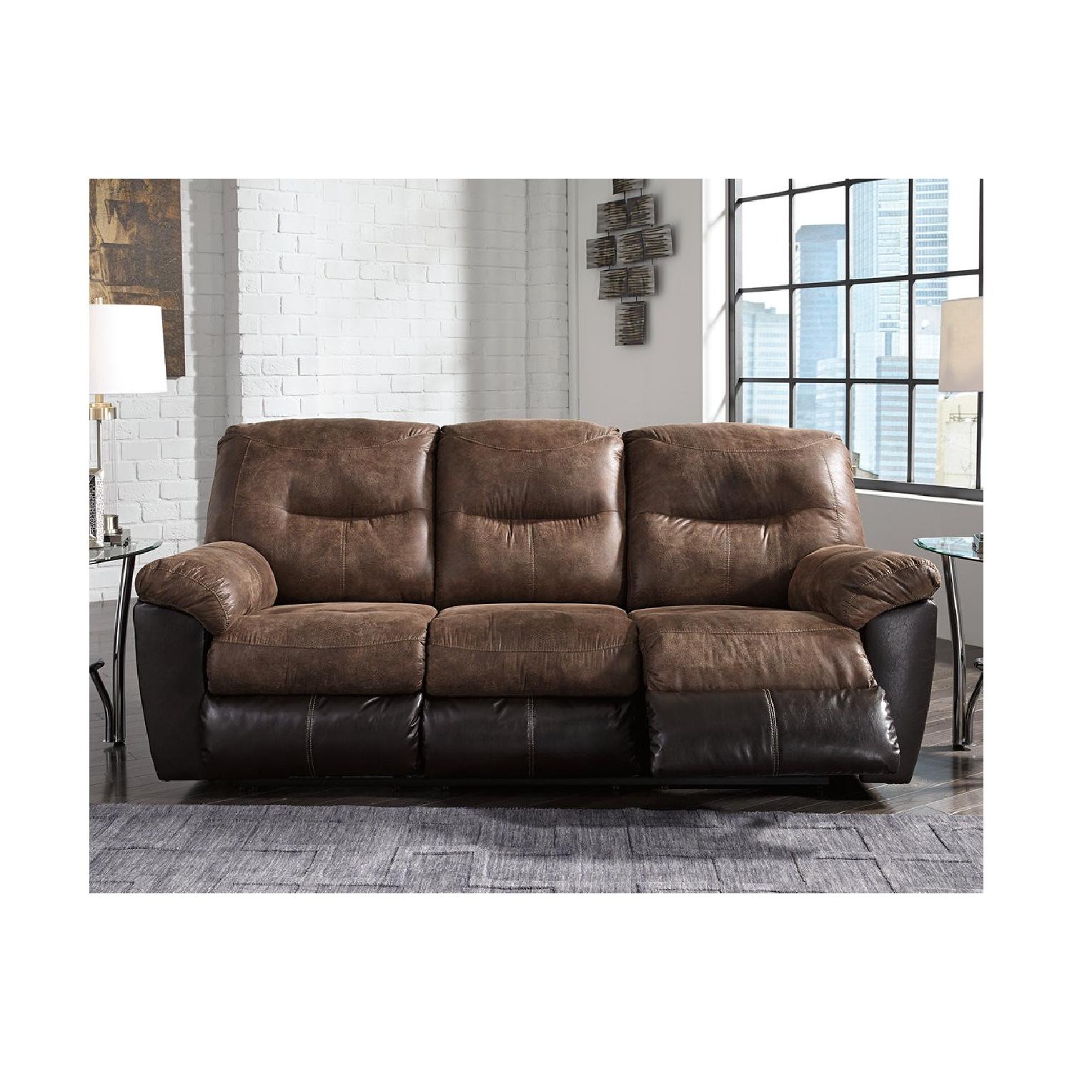 Ashley Brown Double Reclining Sofa AptDeco