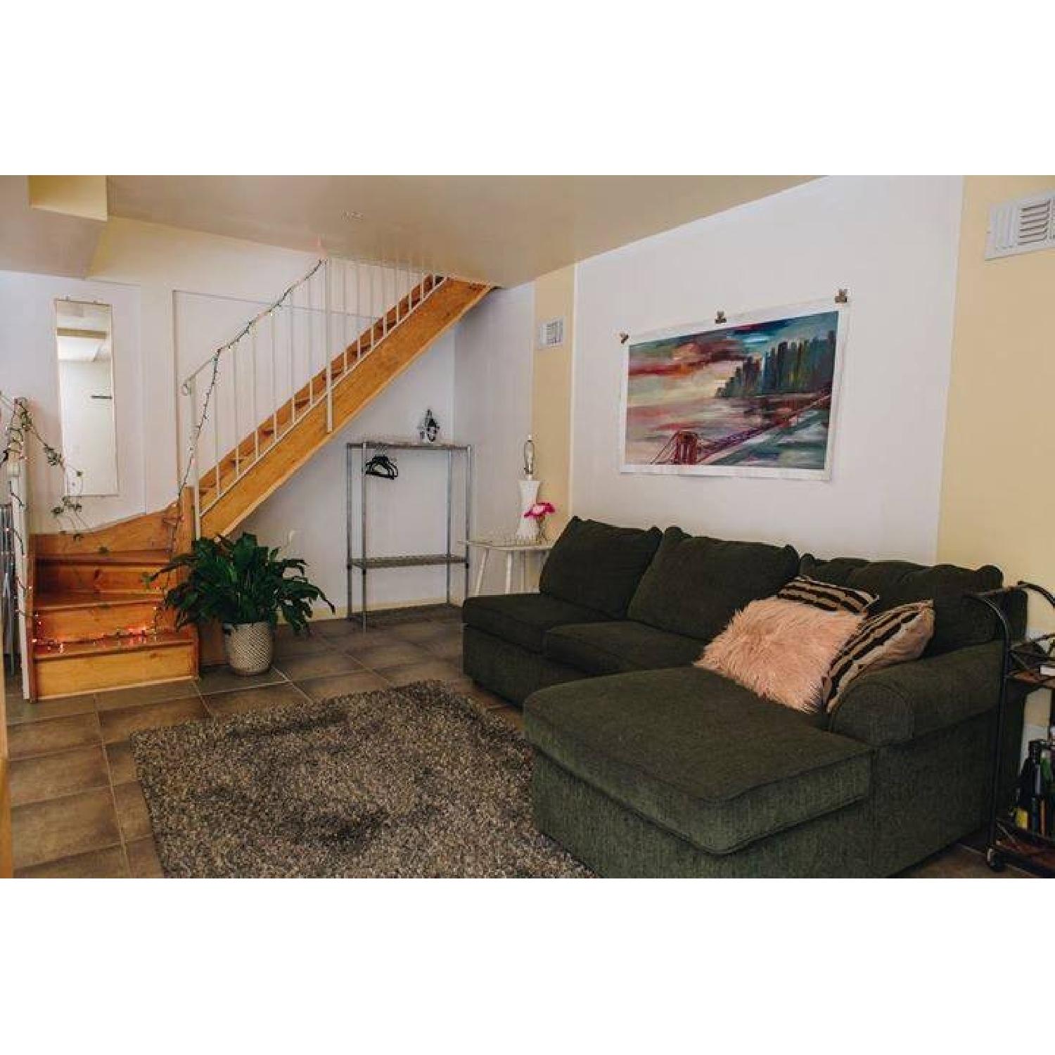 La-Z-Boy L-Shaped Forest Green Sectional Sofa - image-1