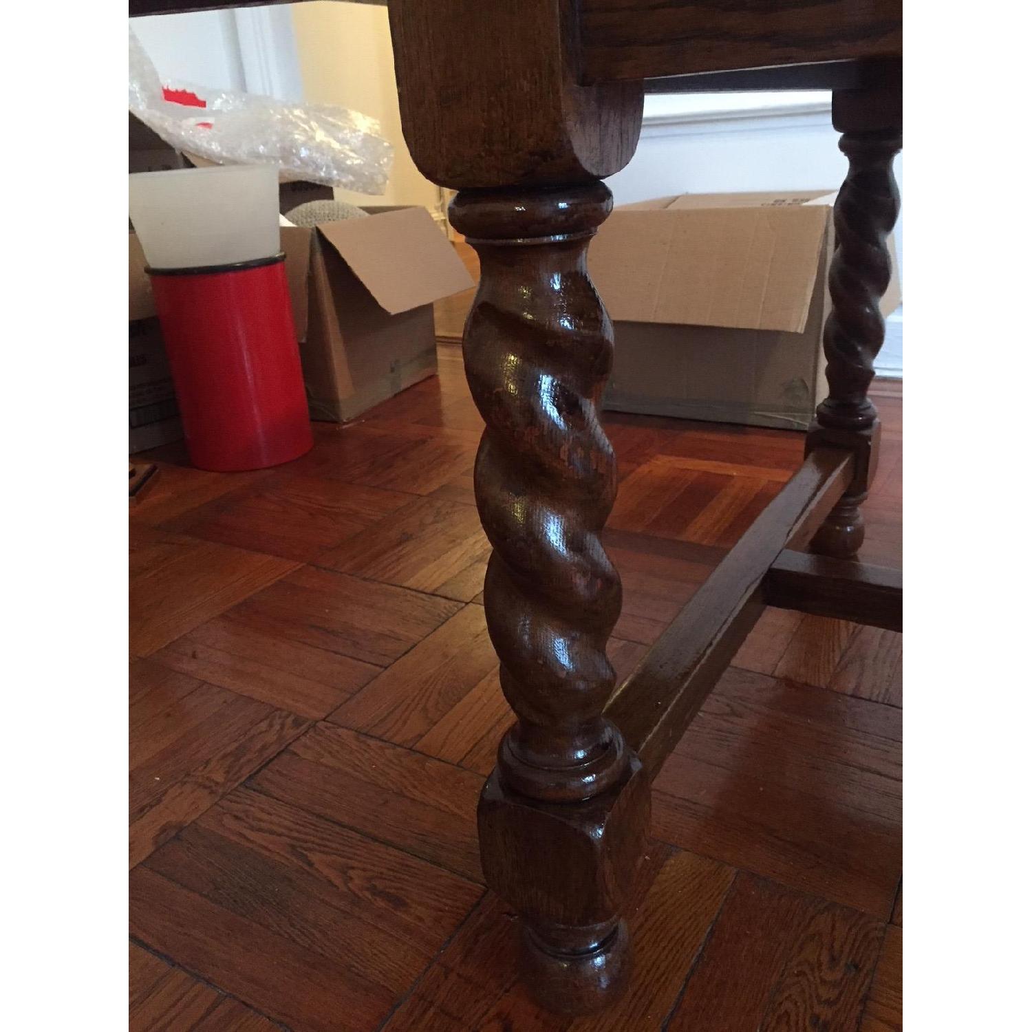 Antique English Oak Barley Twist Draw Leaf Pub Table - image-2