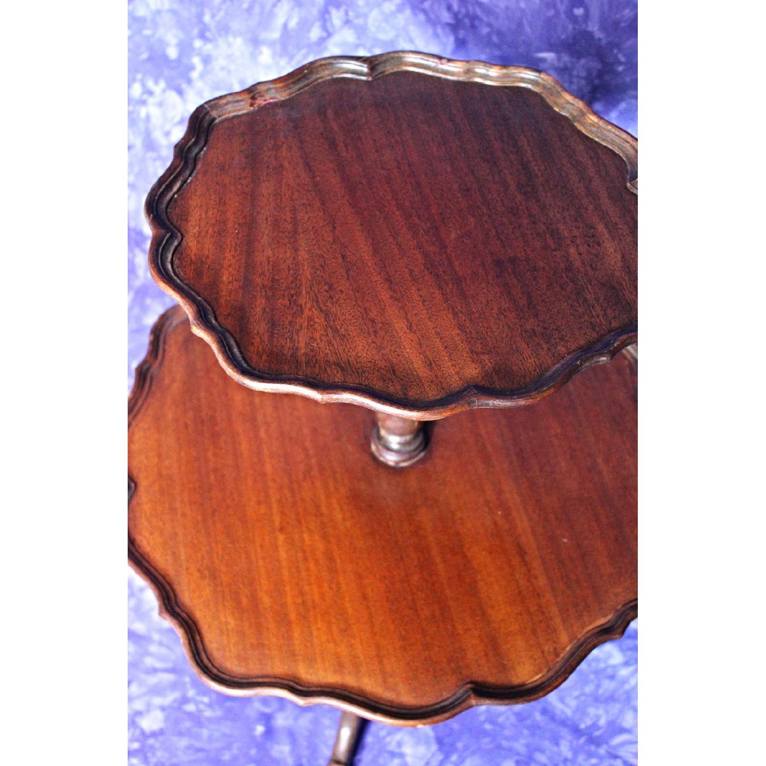 Antique English Style 2 Tier Dumbwaiter Pie Crust Table - image-1