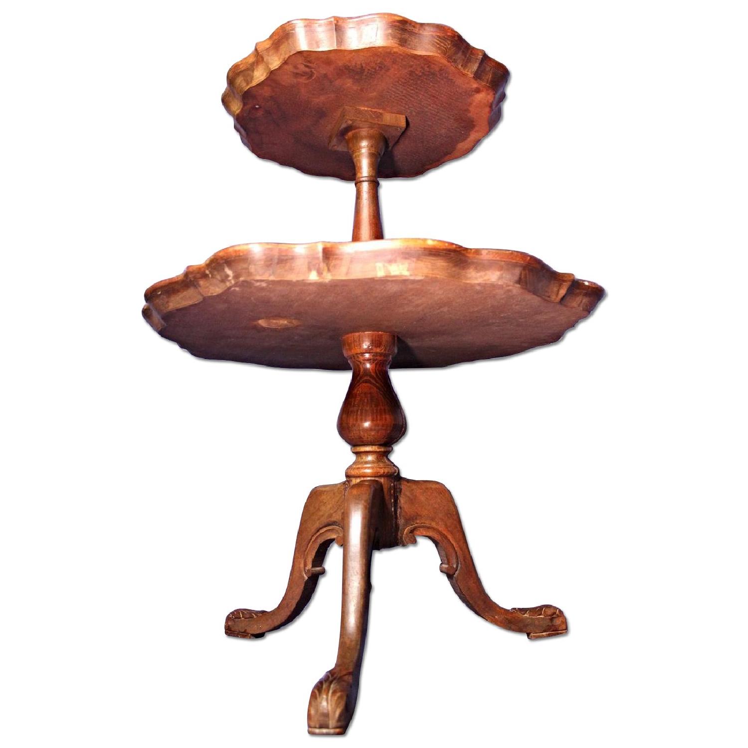 Antique English Style 2 Tier Dumbwaiter Pie Crust Table - image-7