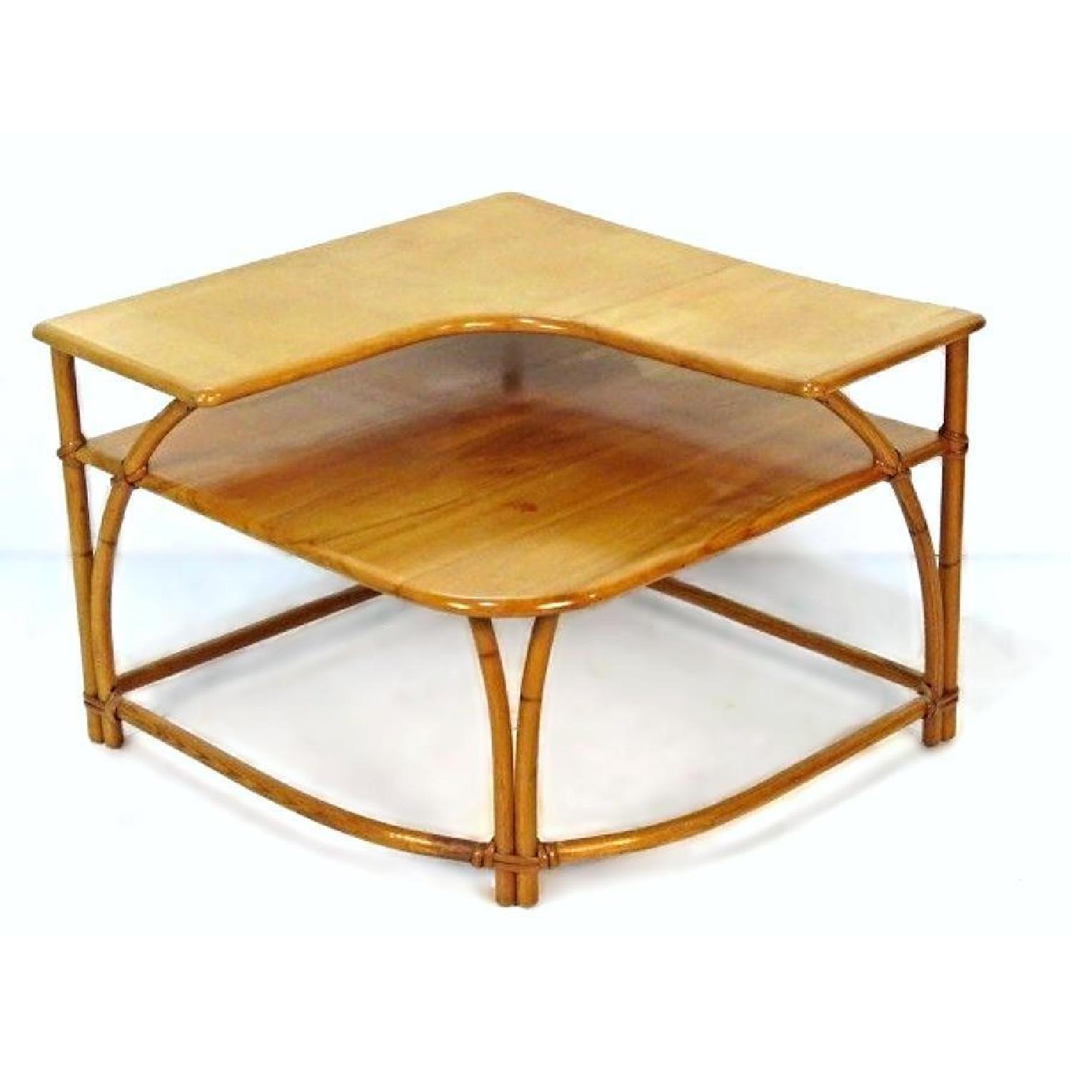 Heywood Wakefield Bamboo Maple Corner Side Table - AptDeco