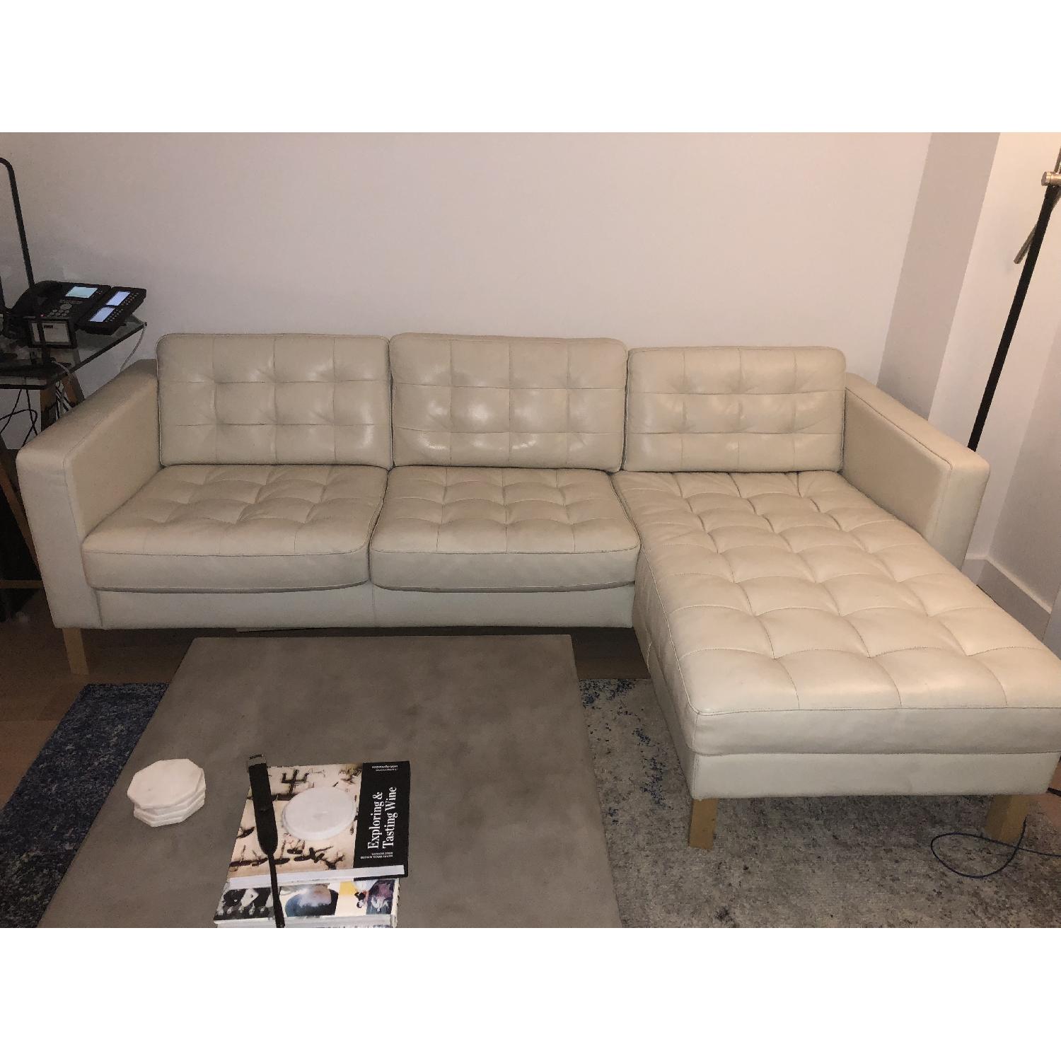 Ikea Landskrona White Leather 2-Piece Sectional Sofa - image-1
