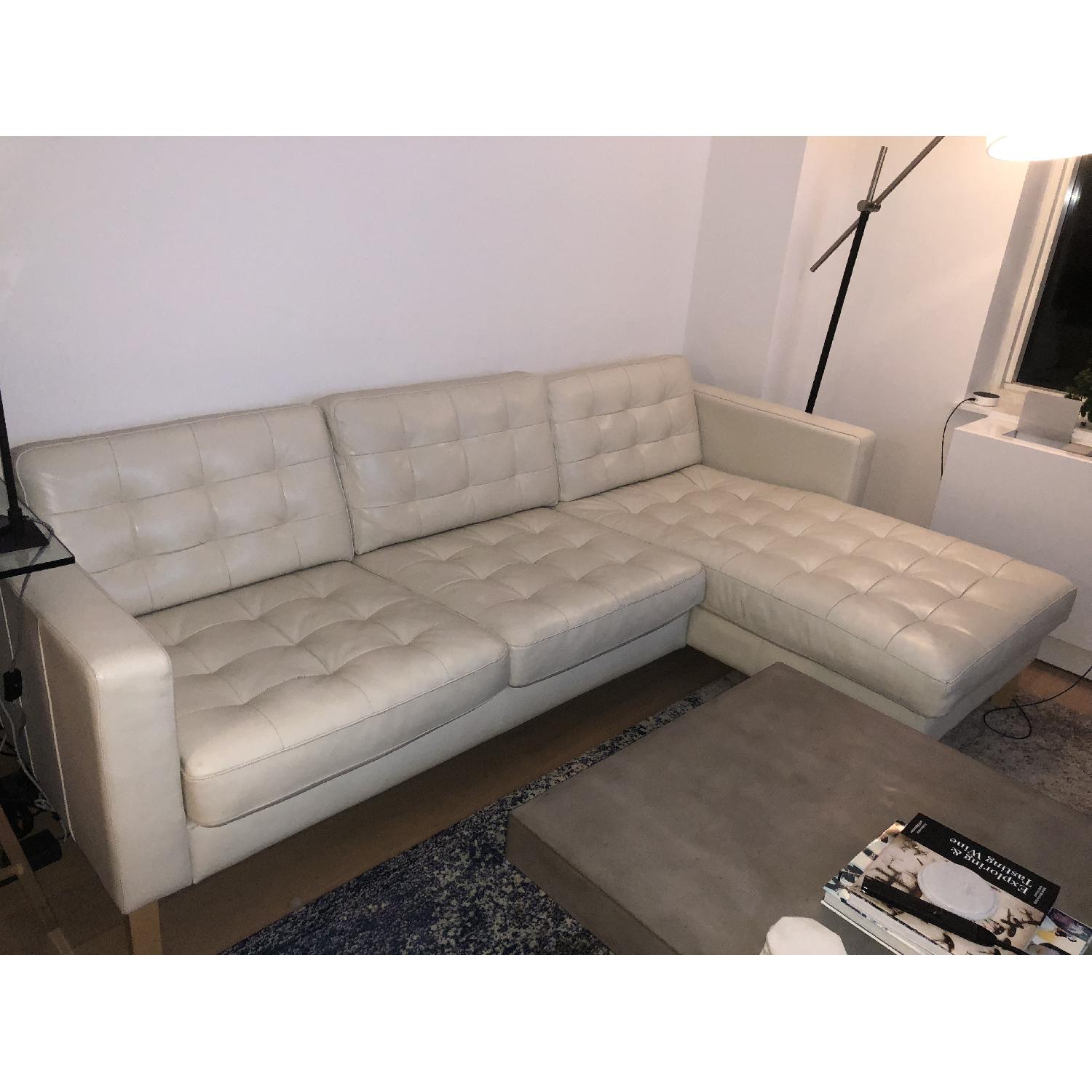 Ikea Landskrona White Leather 2Piece Sectional Sofa AptDeco