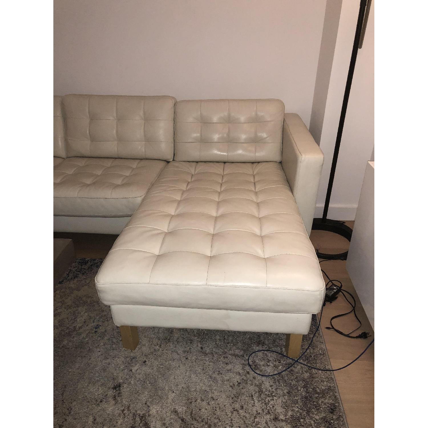 Ikea Landskrona White Leather 2-Piece Sectional Sofa - image-4