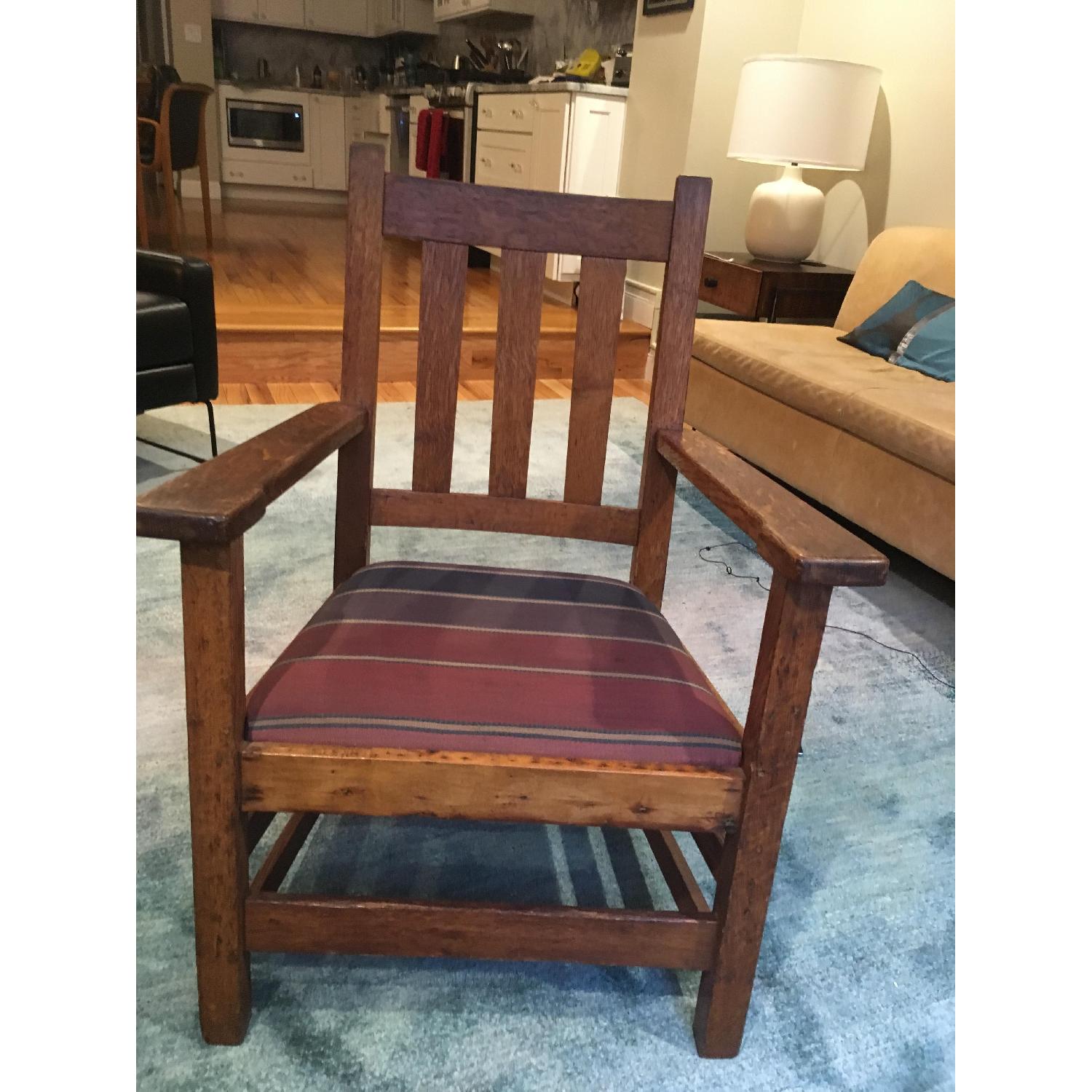 Antique Mission Oak Armchair - image-1