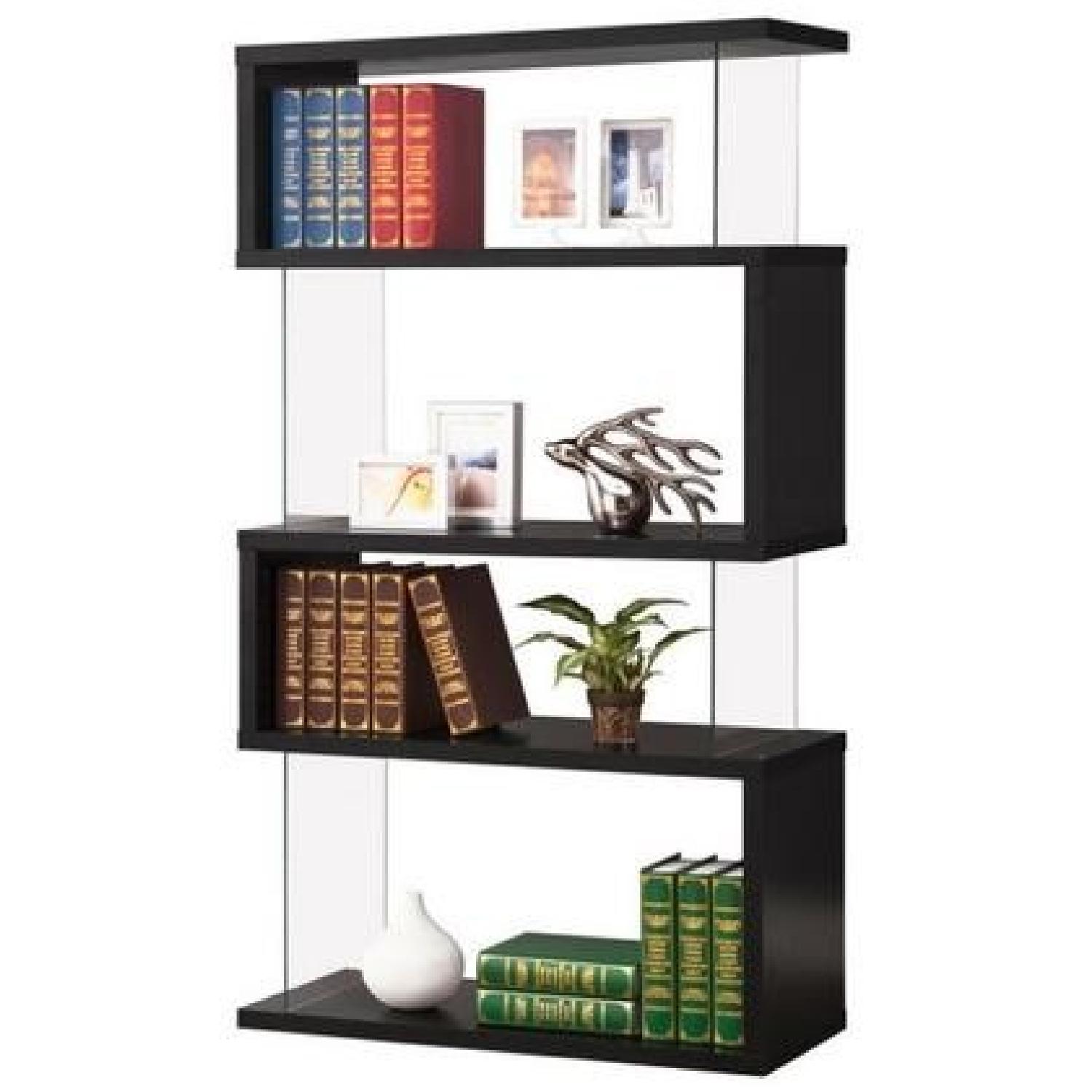Modern Asymmetrical Snaking Bookcase in Black Color - image-2