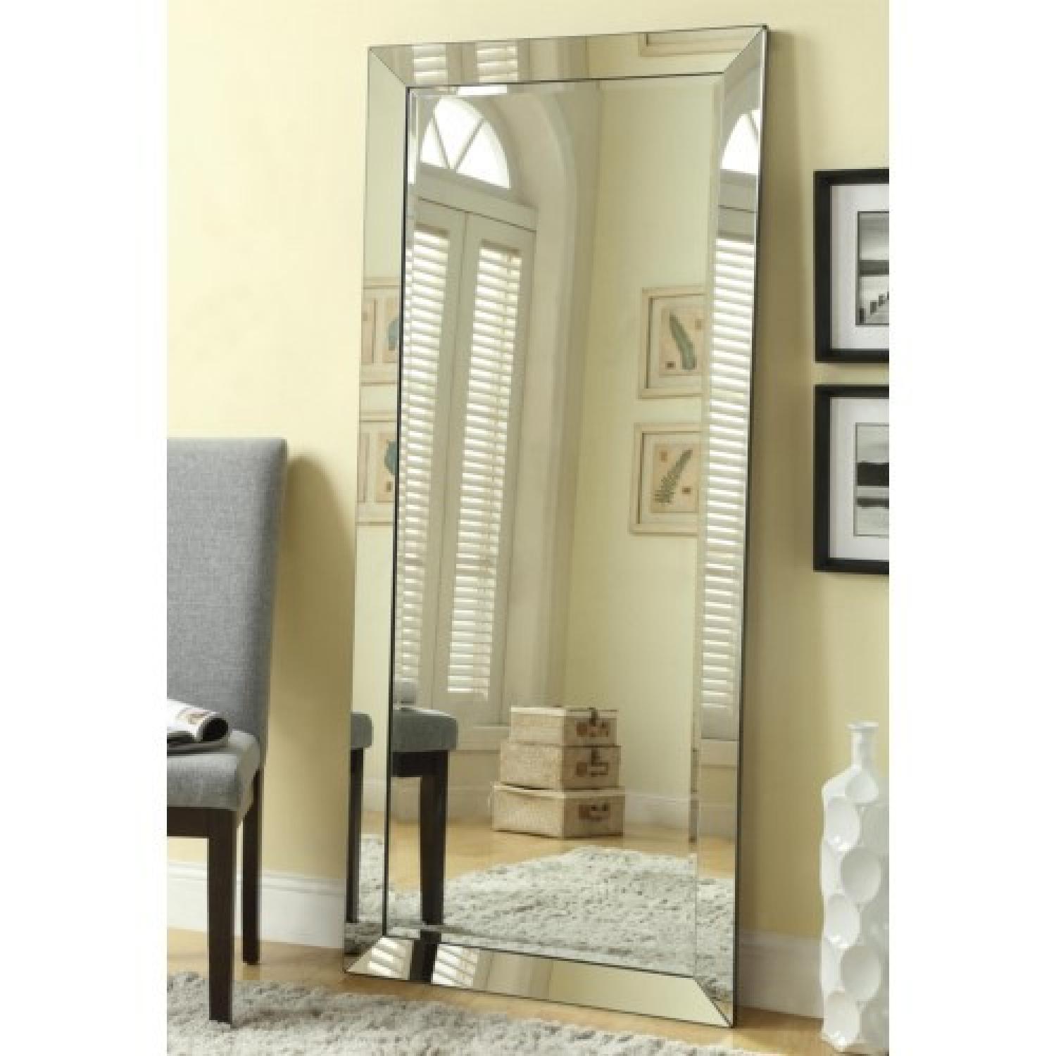 Contemporary Floor Mirror w/ Mirrored Frame - image-1