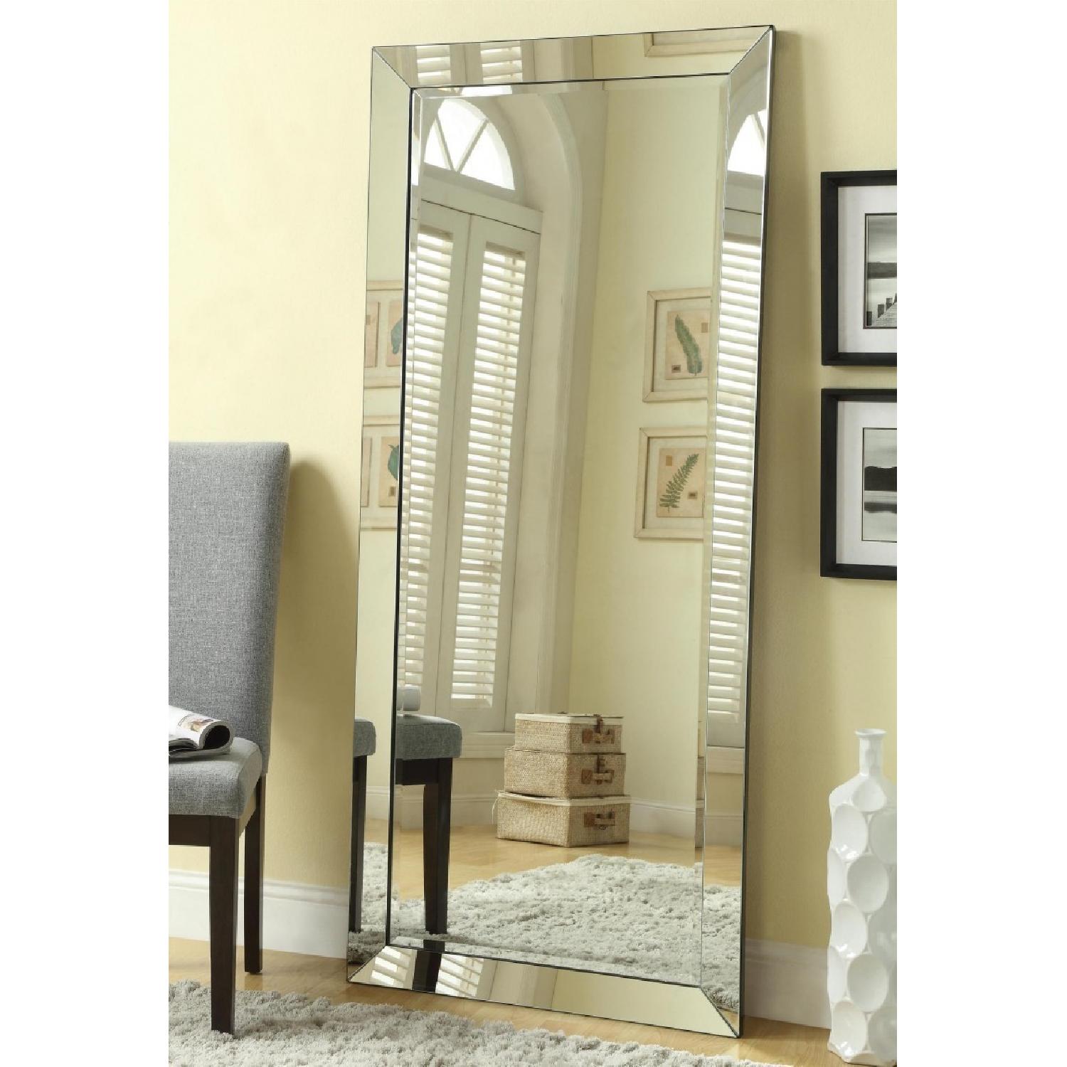 Contemporary Floor Mirror w/ Mirrored Frame - image-2