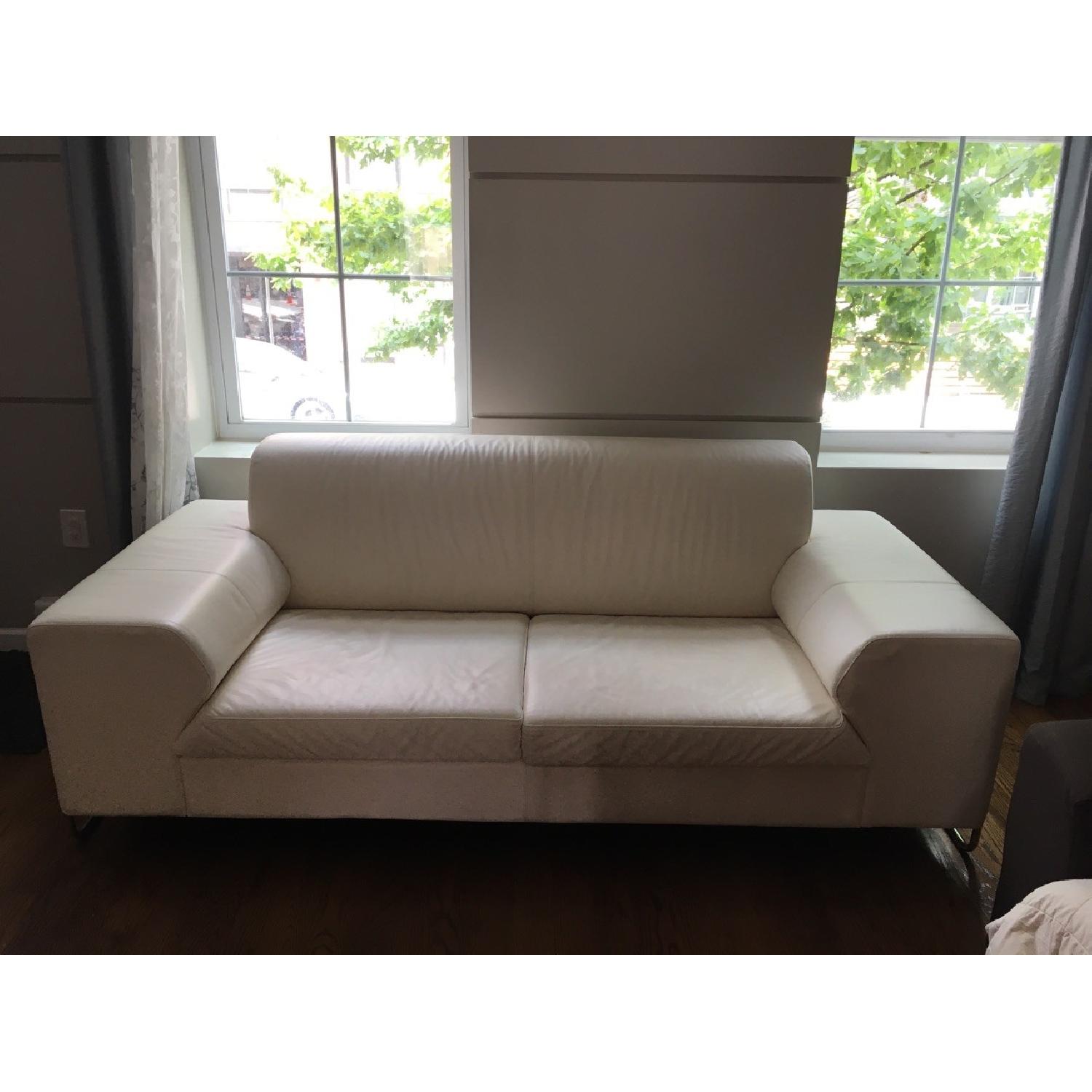 Calligaris Skyline White Leather 2 Seater Sofa AptDeco