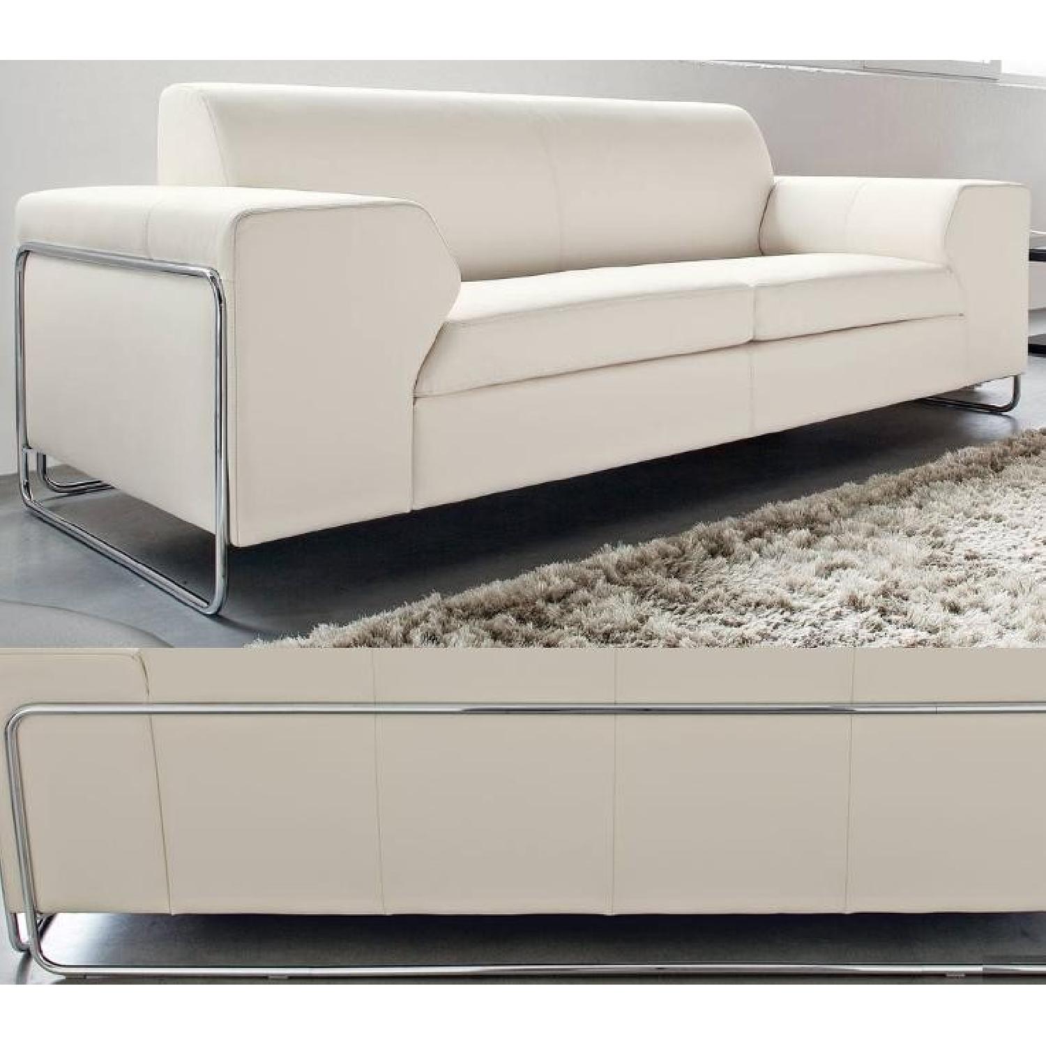 Calligaris Skyline White Leather 2 Seater Sofa AptDeco