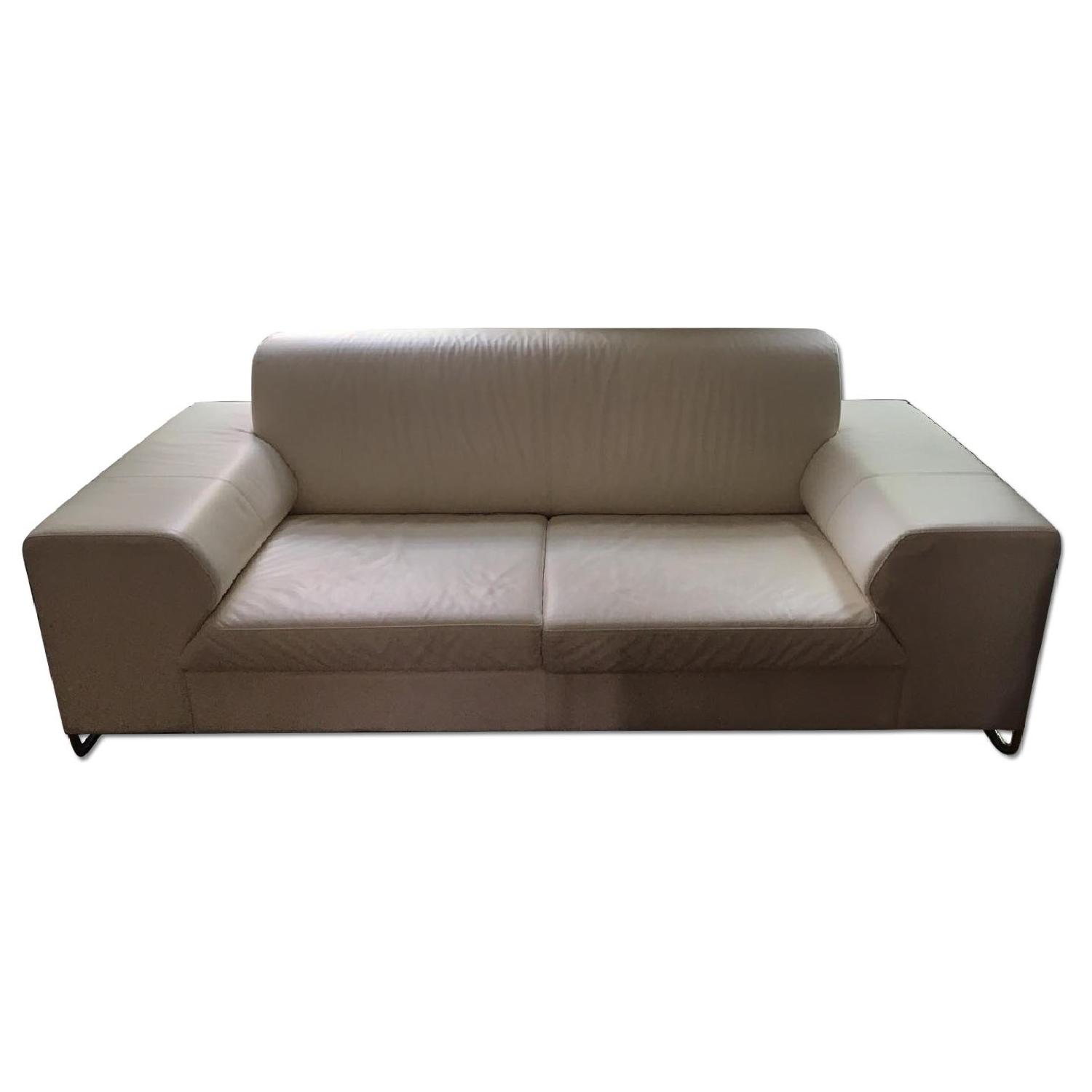Calligaris Skyline White Leather 2 Seater Sofa AptDeco