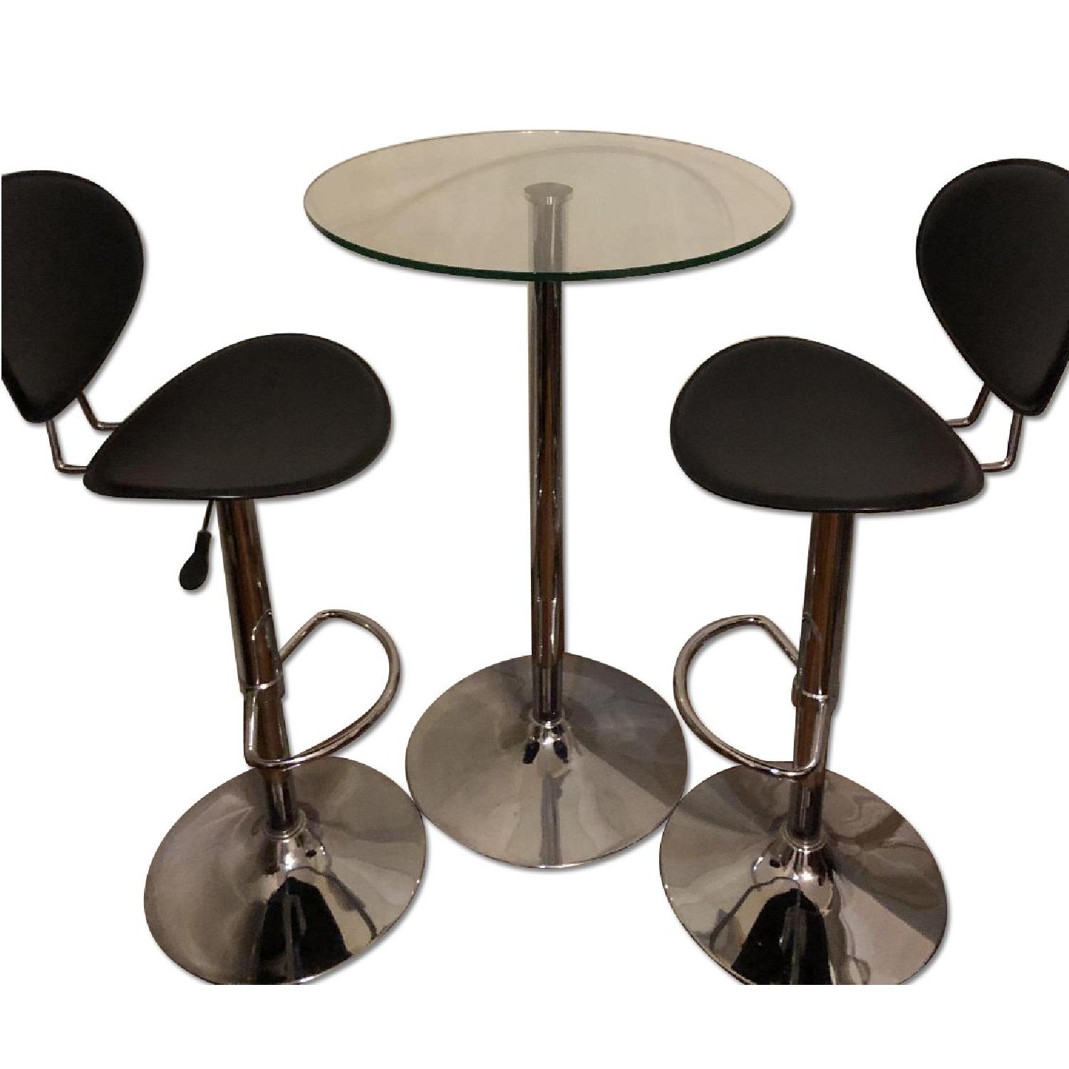 Dania Glass Bar Table w/ 2 Stools AptDeco