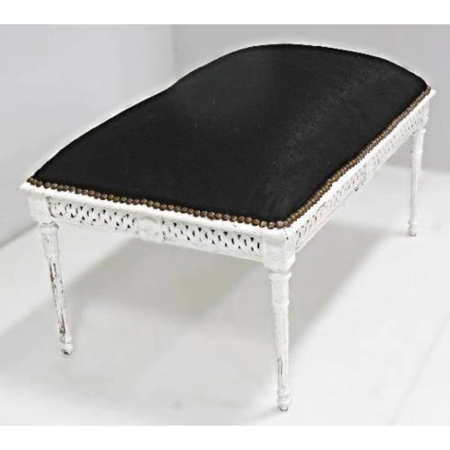 Louis XVI French Antique White Painted Vanity Bench - image-1