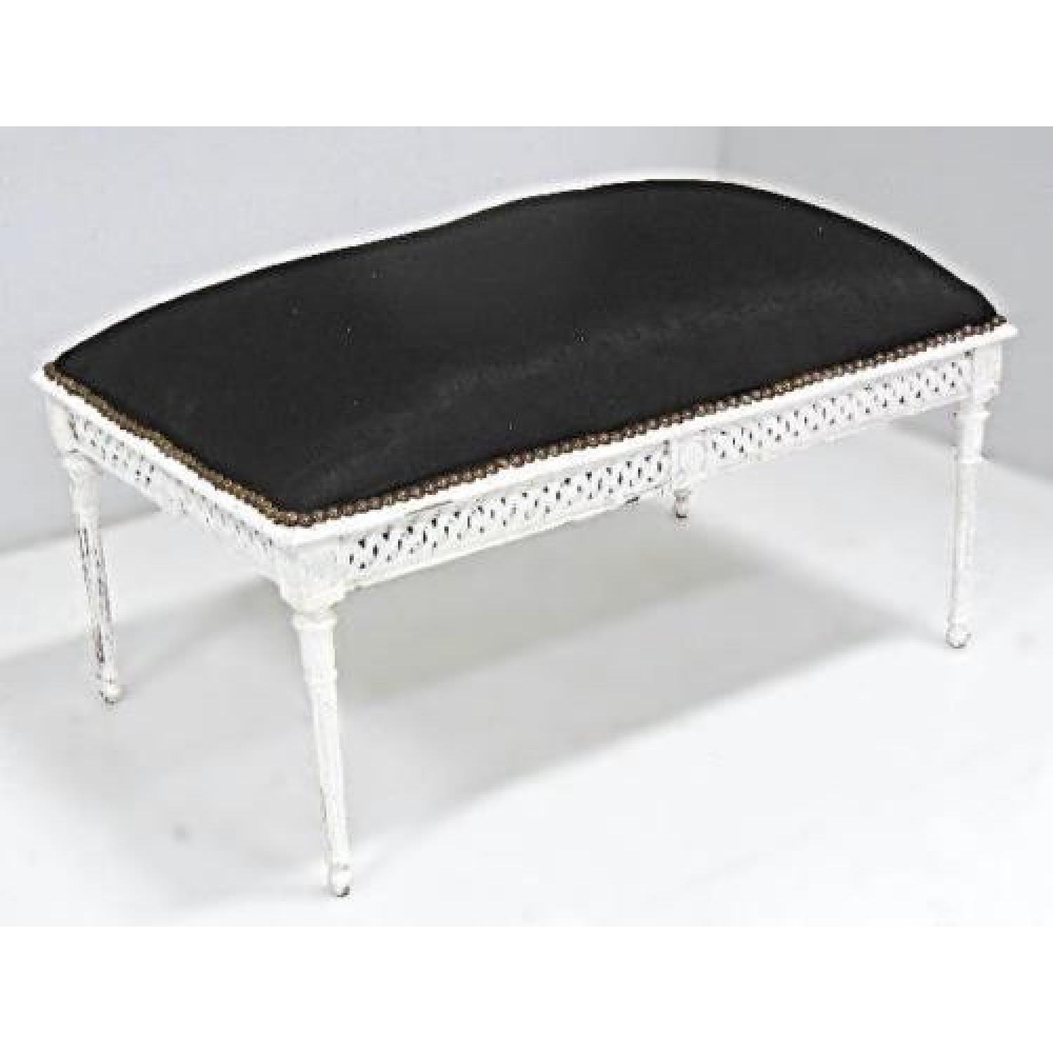 Louis XVI French Antique White Painted Vanity Bench - image-2