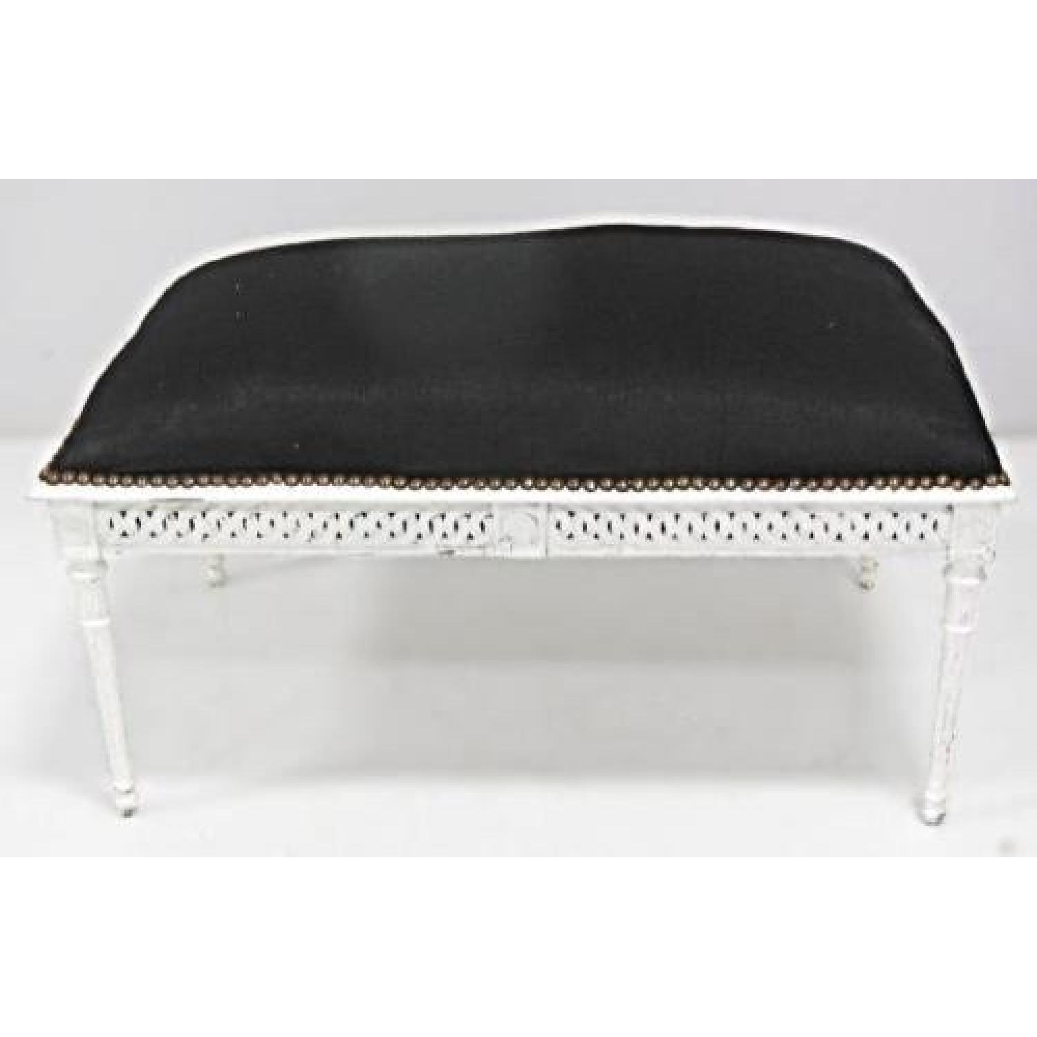 Louis XVI French Antique White Painted Vanity Bench - image-3