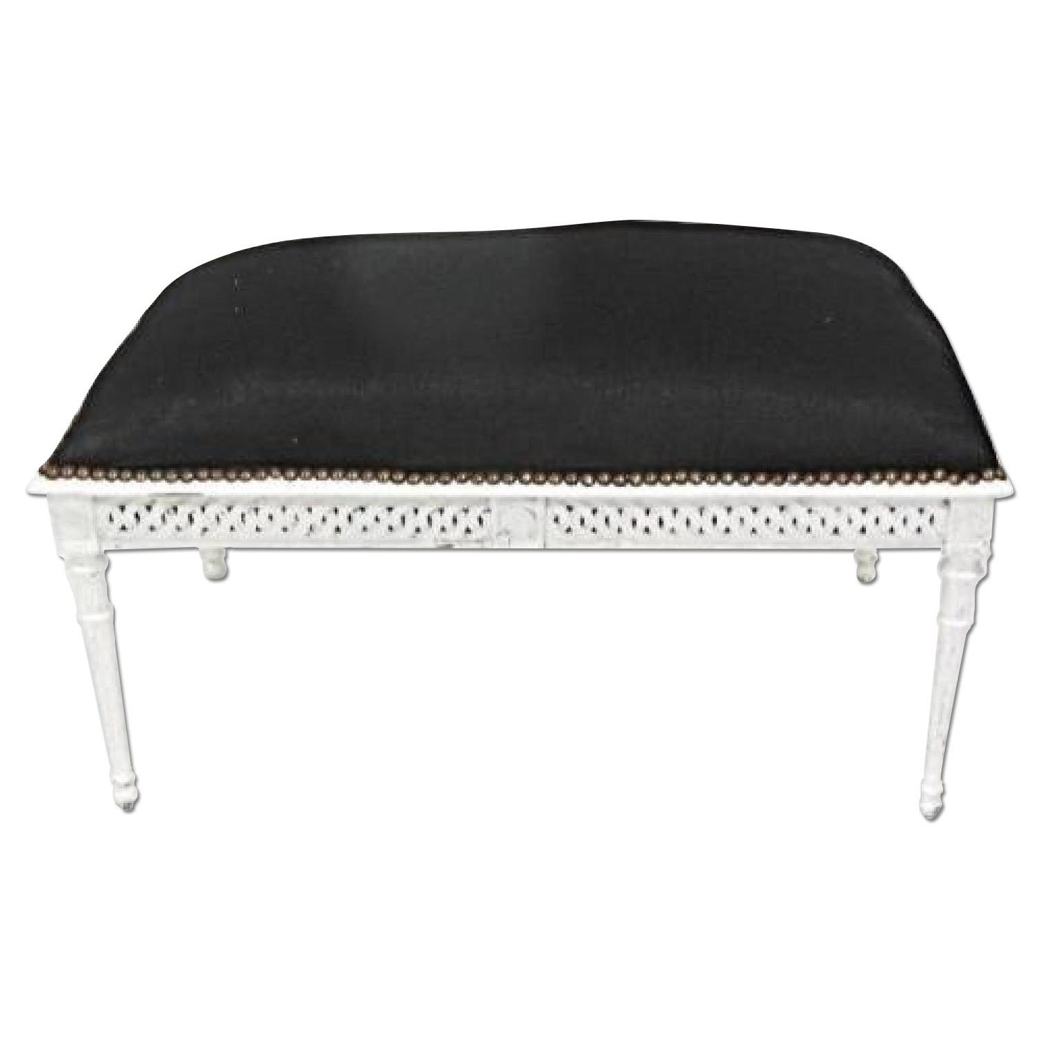 Louis XVI French Antique White Painted Vanity Bench - image-4