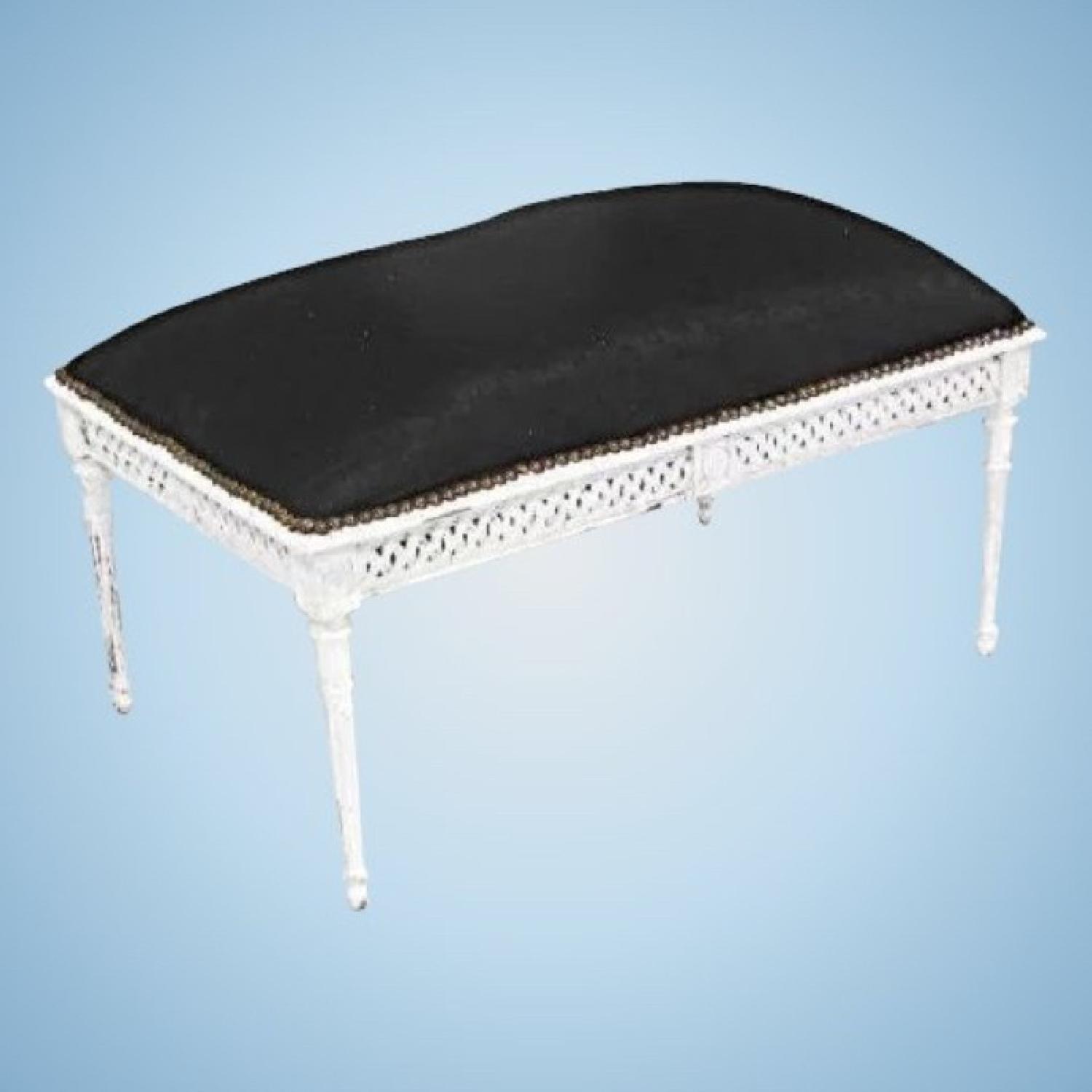 Louis XVI French Antique White Painted Vanity Bench - image-0