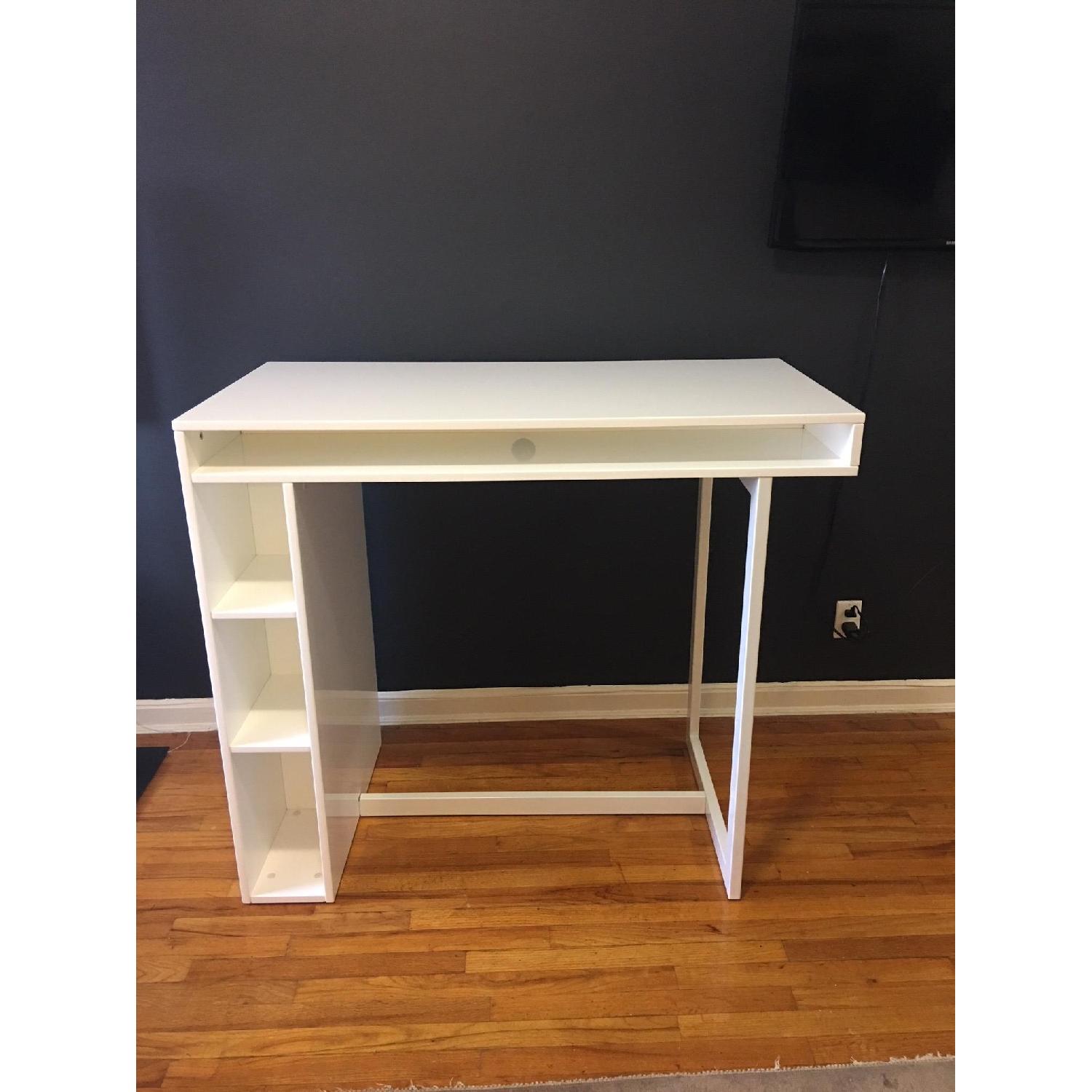 CB2 Public White High Dining Table AptDeco