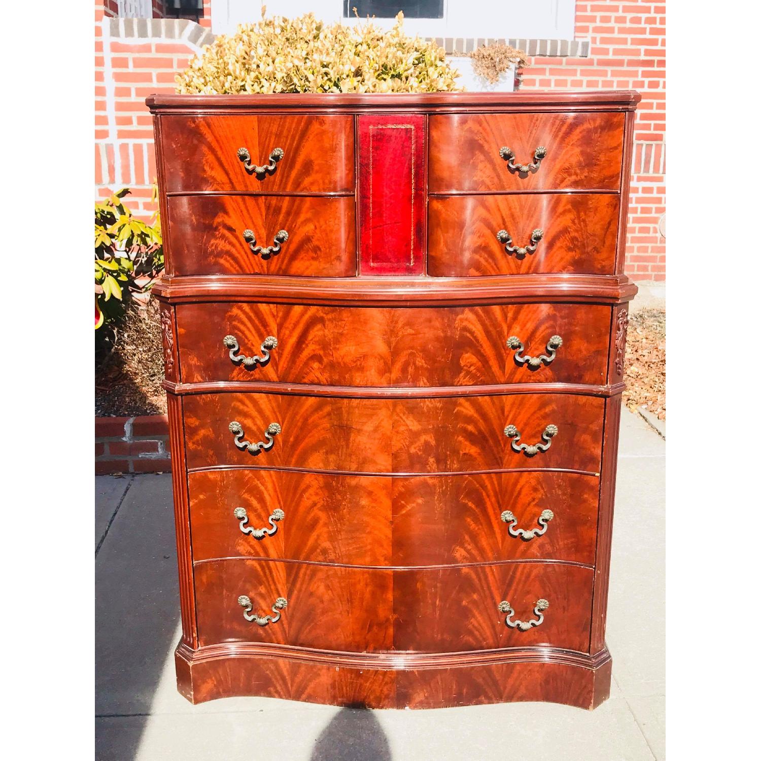Ebert Furniture Antique Mahogany Dresser w/ Leather Front - image-0