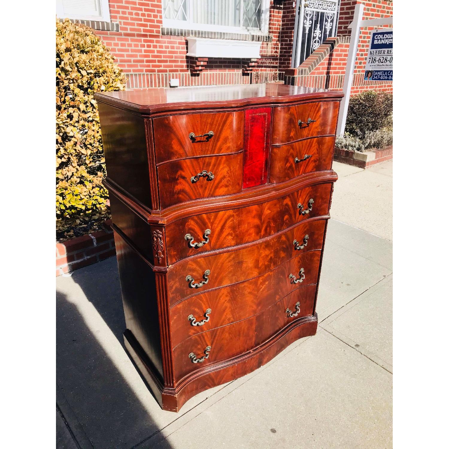 Ebert Furniture Antique Mahogany Dresser w/ Leather Front - image-1