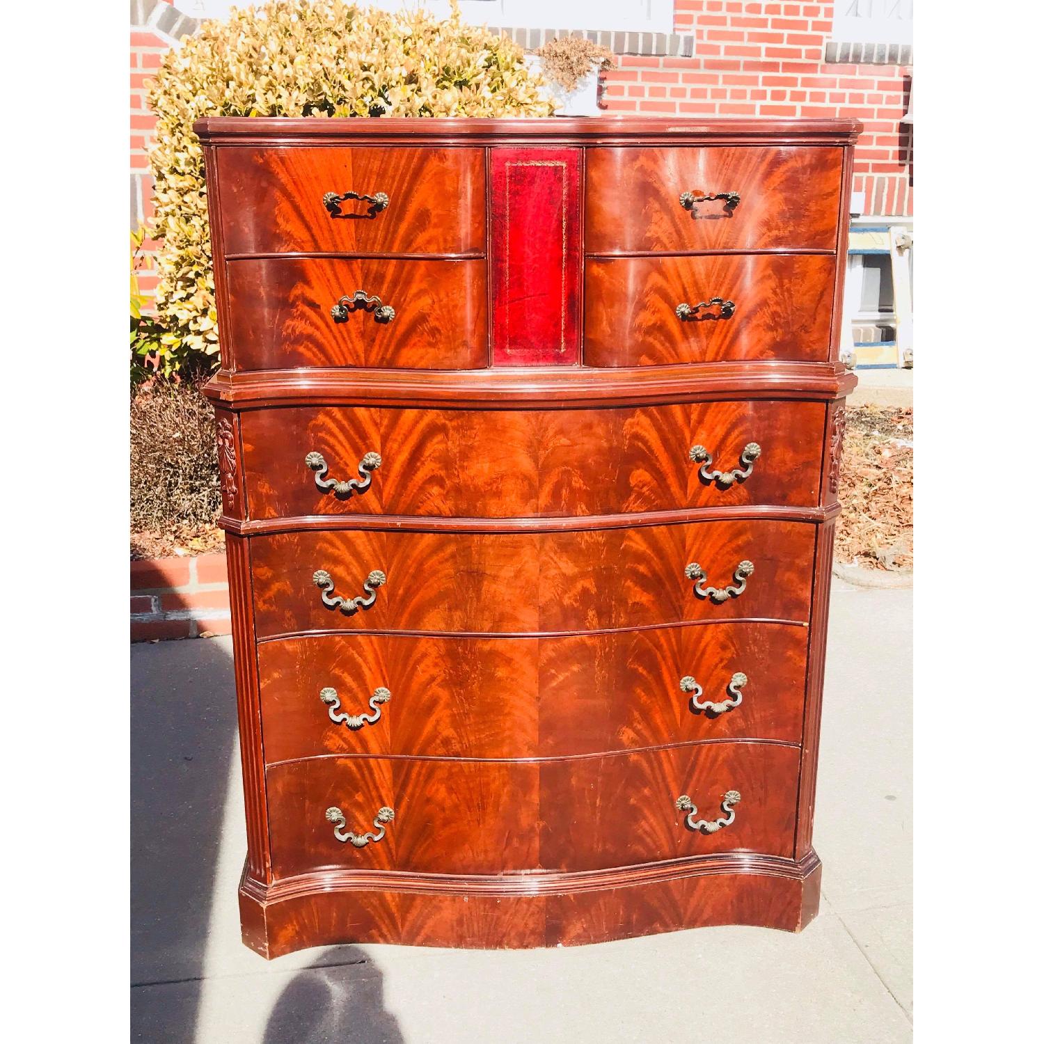 Ebert Furniture Antique Mahogany Dresser w/ Leather Front - image-2