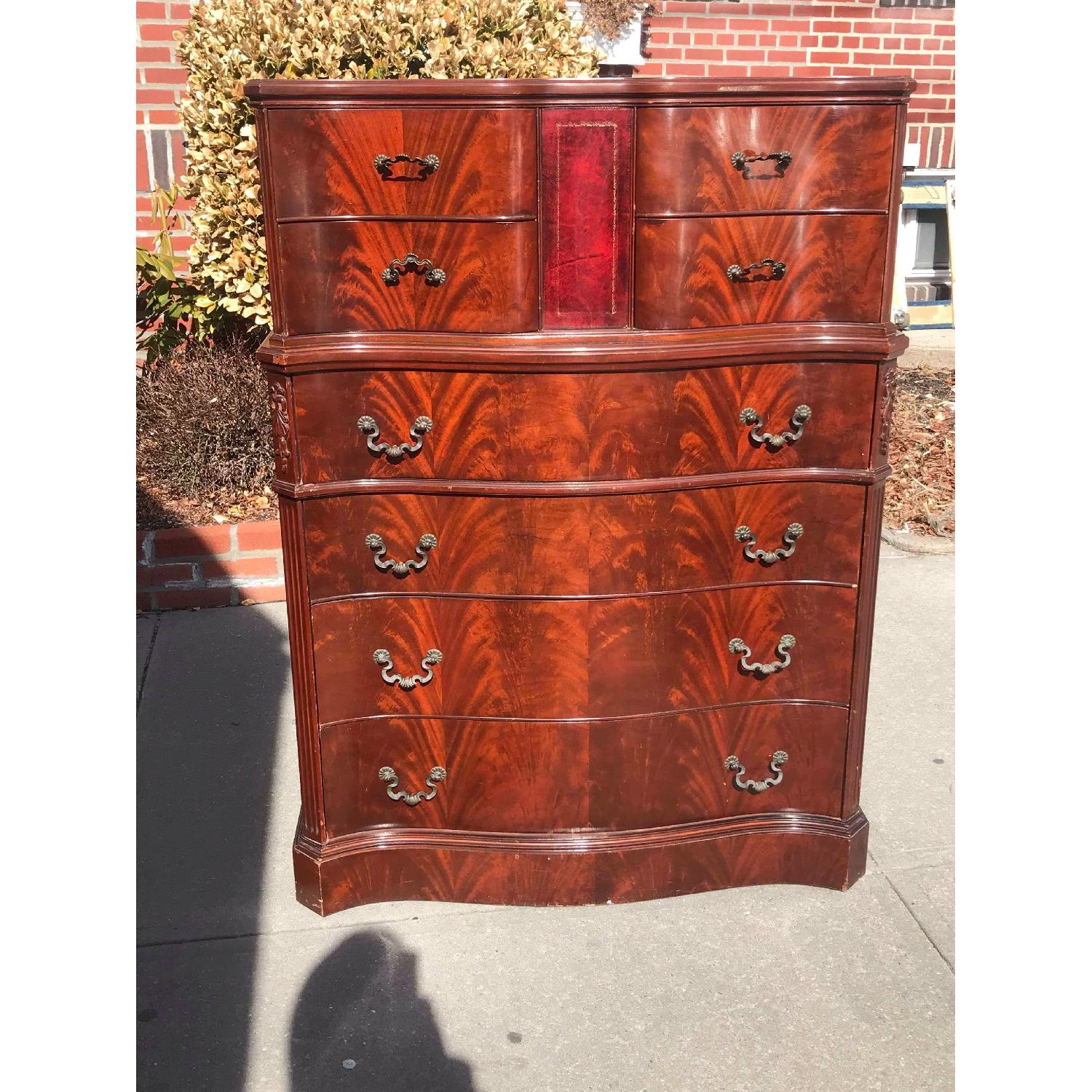 Ebert Furniture Antique Mahogany Dresser w/ Leather Front - image-3