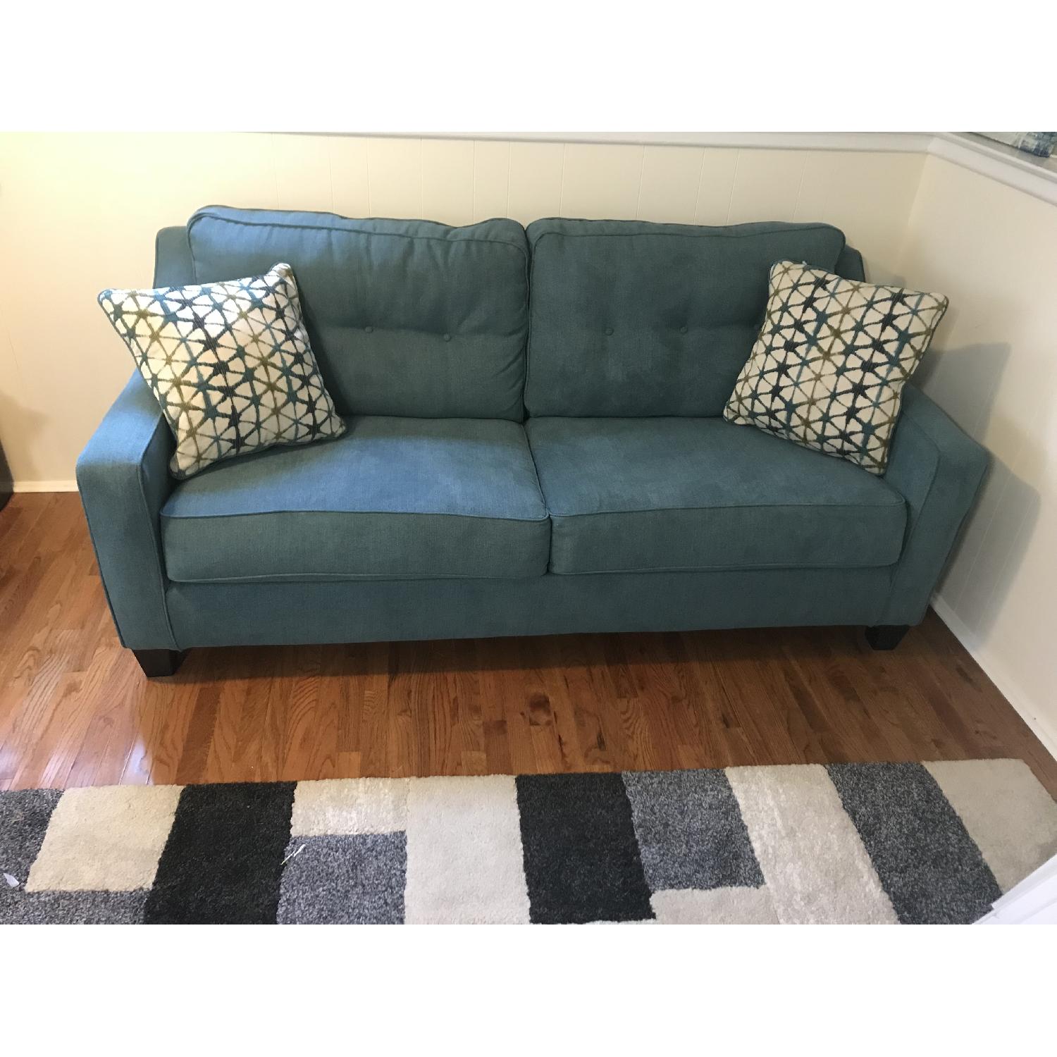 Ashley's Shayla Queen Sleeper Sofa in Teal - image-1