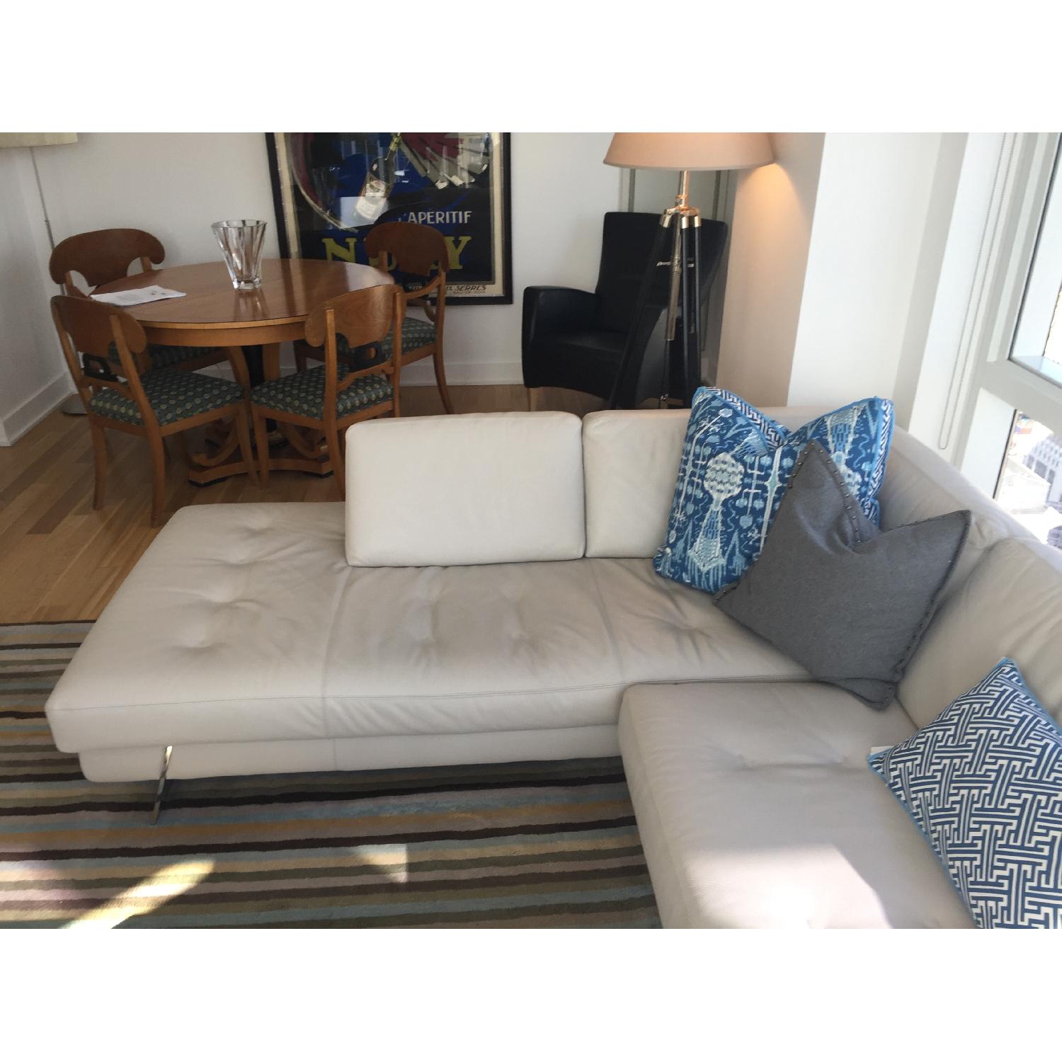 Roche Bobois 2 Piece White Leather Sectional Sofa AptDeco