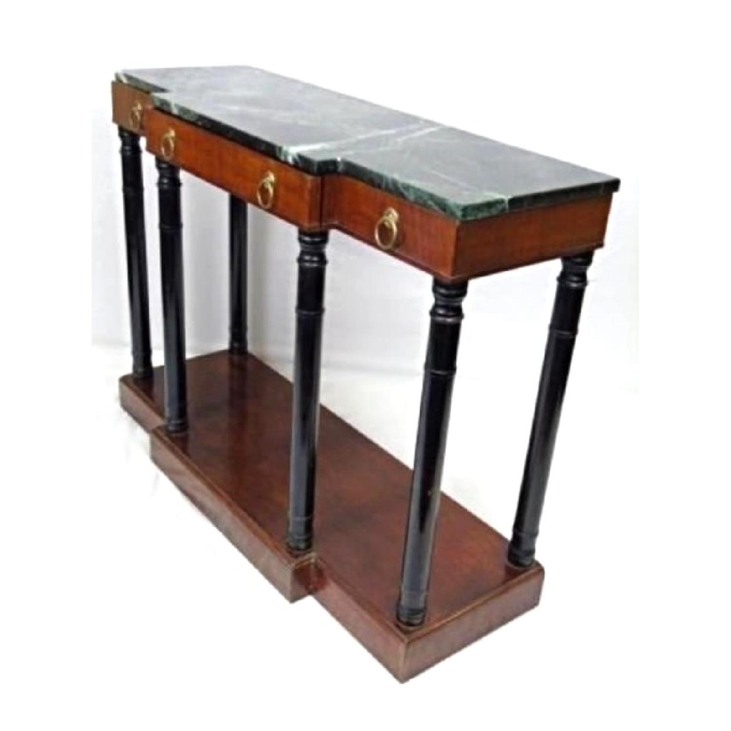 Baker Neoclassical Mahogany Marble Top Console Table AptDeco
