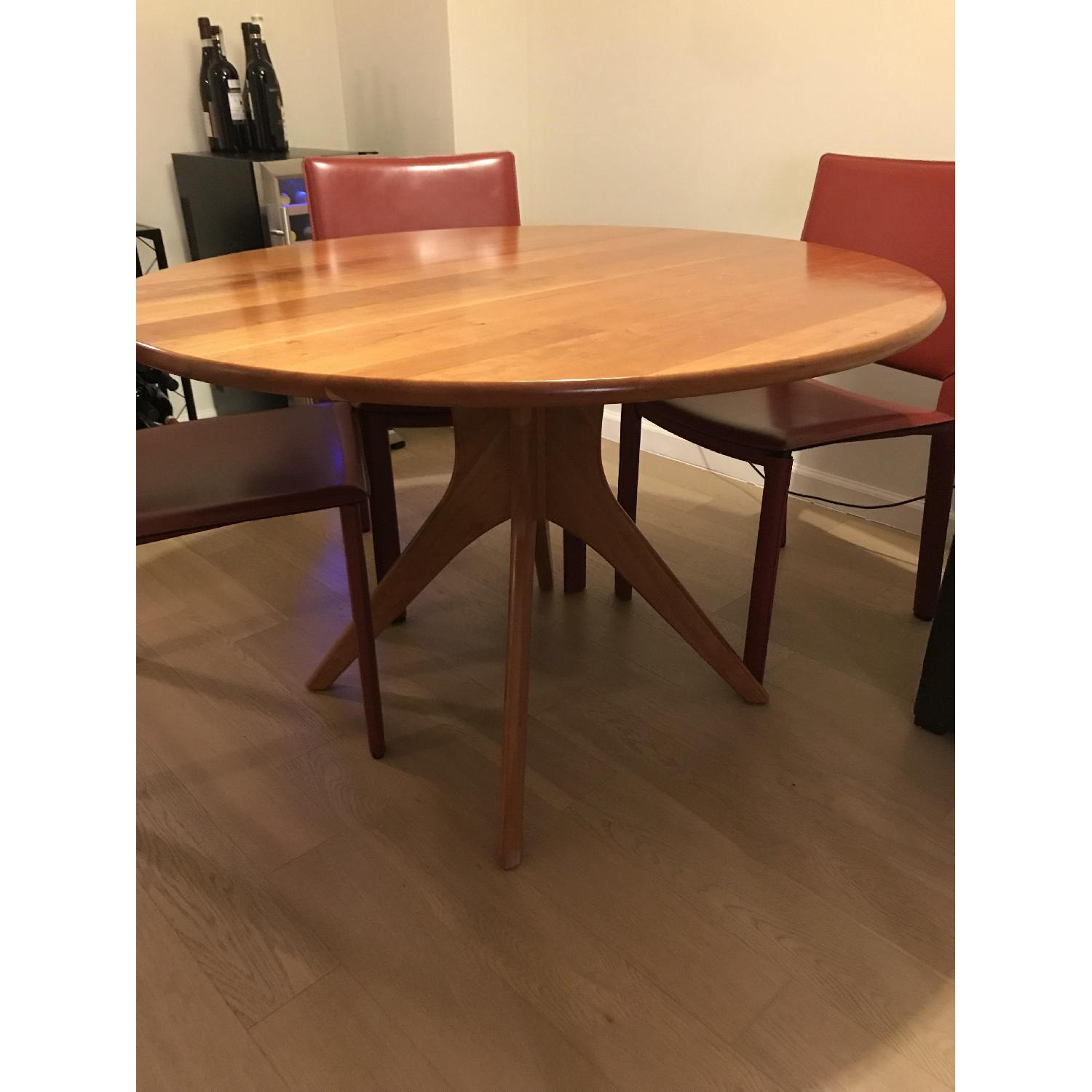 Crate & Barrel 44'' Round Cherry Wood Dining Table - image-2