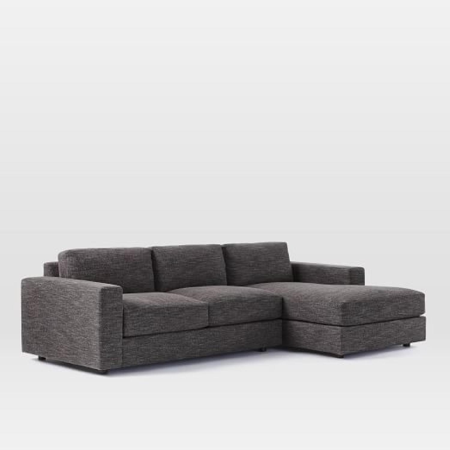 West Elm 2 Piece Sectional Sofa in Heathered Tweed Charcoal - image-1