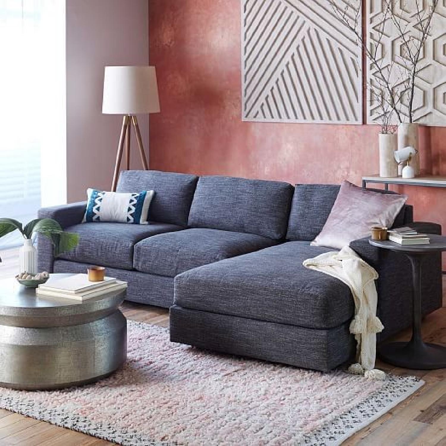 West Elm 2 Piece Sectional Sofa in Heathered Tweed Charcoal - image-2