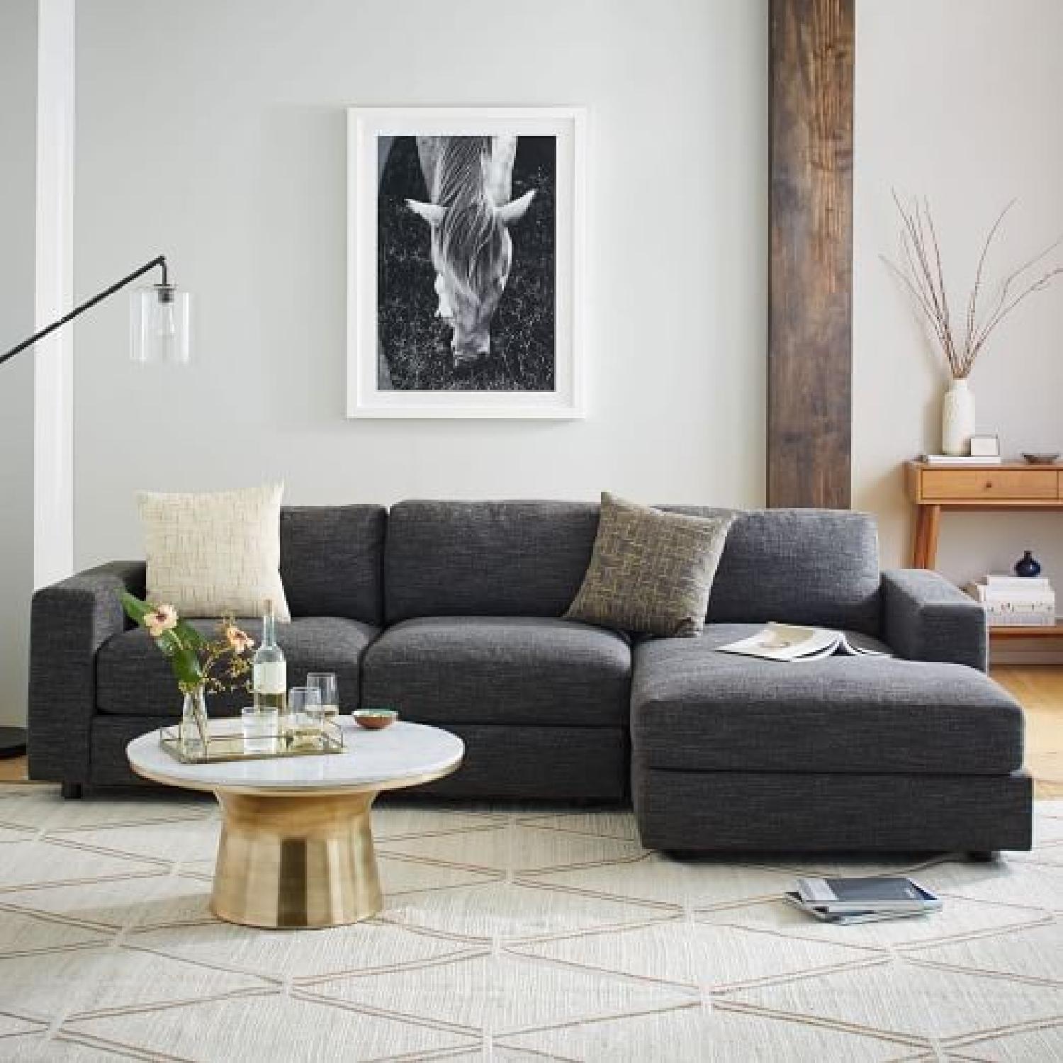 West Elm 2 Piece Sectional Sofa in Heathered Tweed Charcoal - image-3