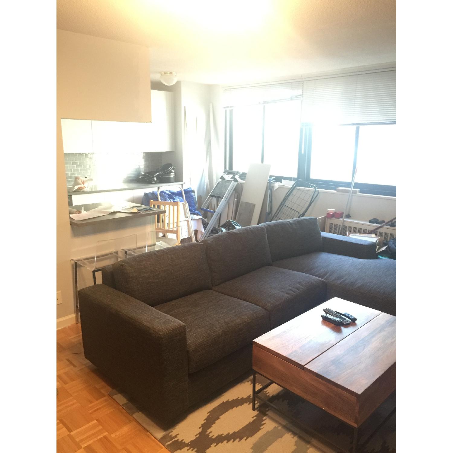 West Elm 2 Piece Sectional Sofa in Heathered Tweed Charcoal - image-4