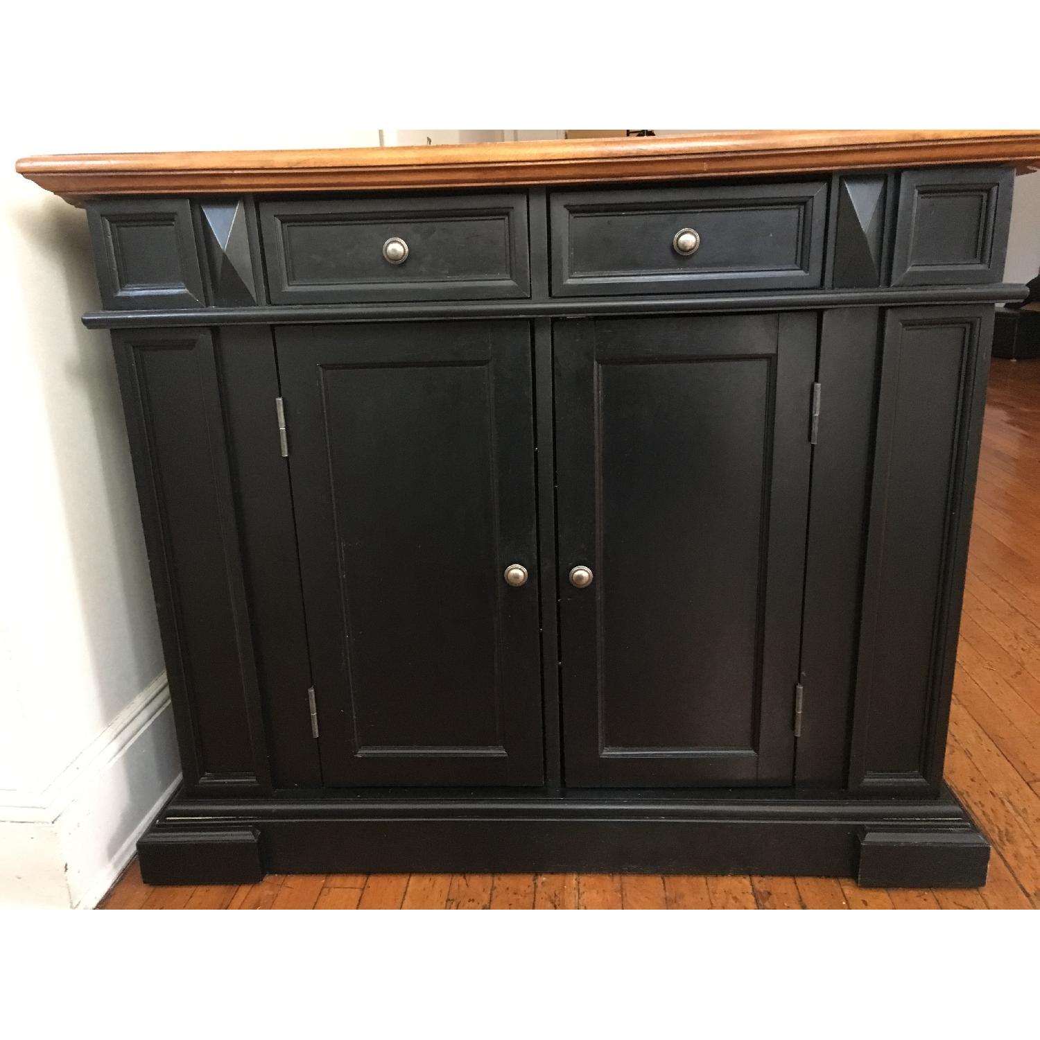 Black Distressed Kitchen Island in Oak Finish - image-1