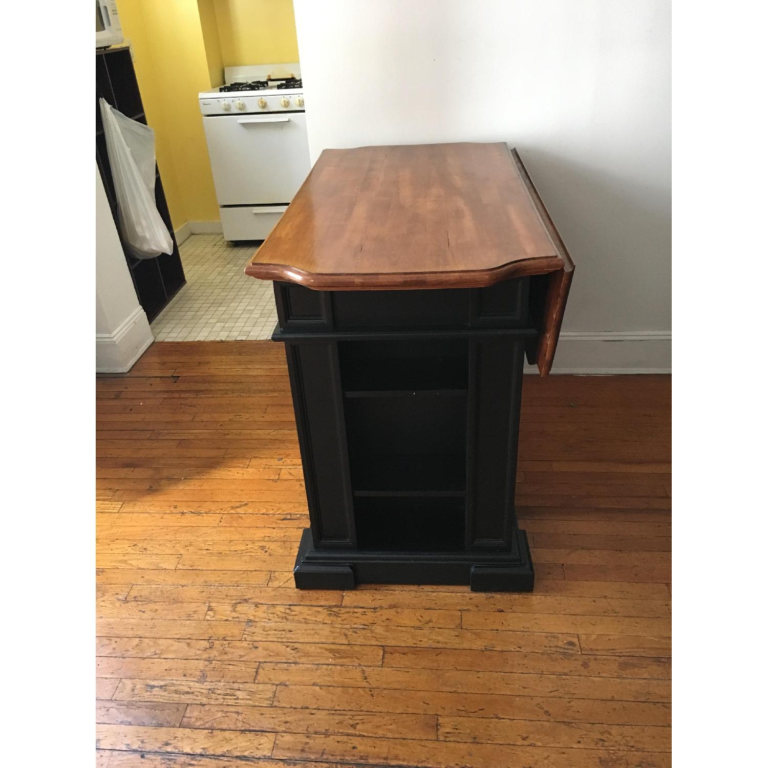 Black Distressed Kitchen Island in Oak Finish - image-2