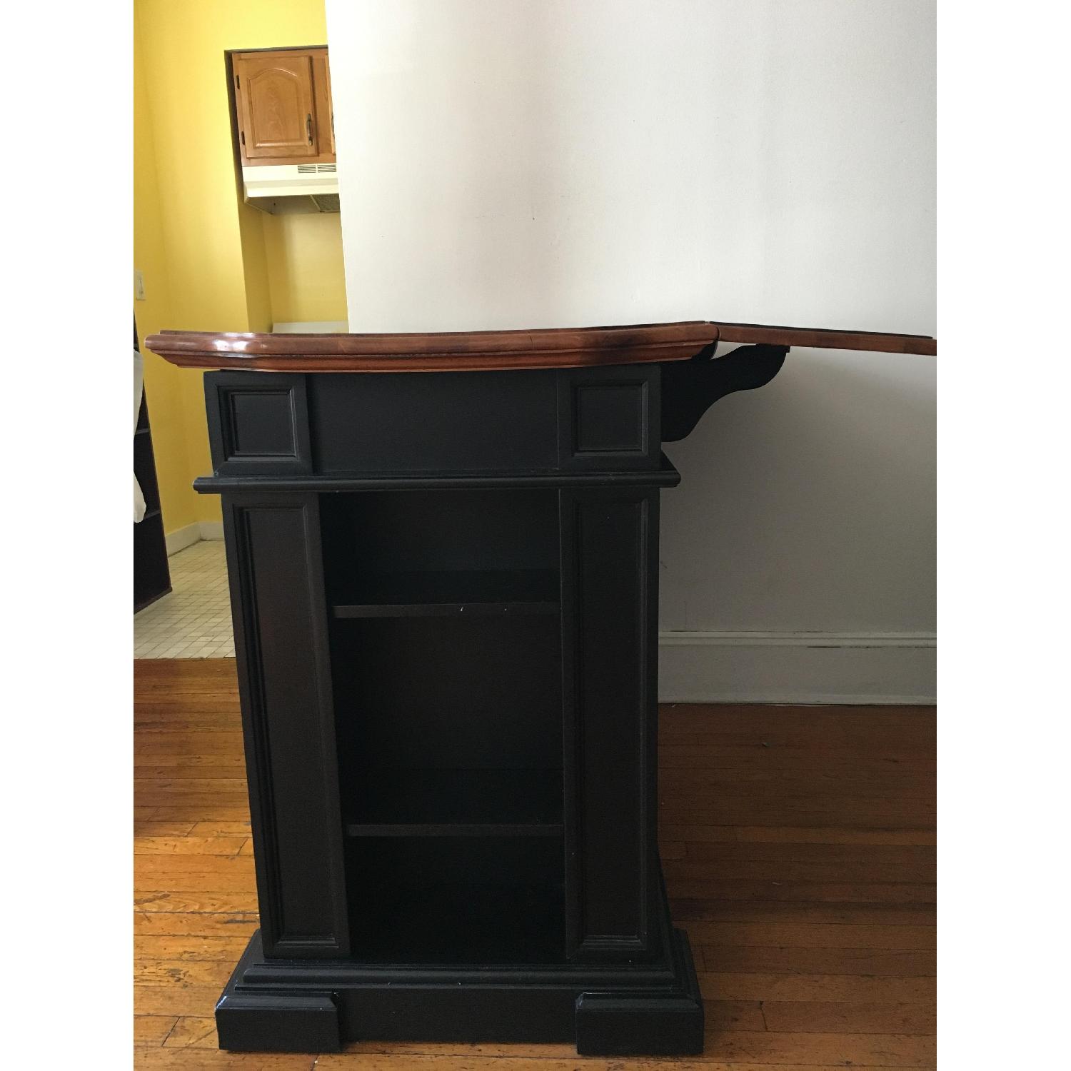 Black Distressed Kitchen Island in Oak Finish - image-3